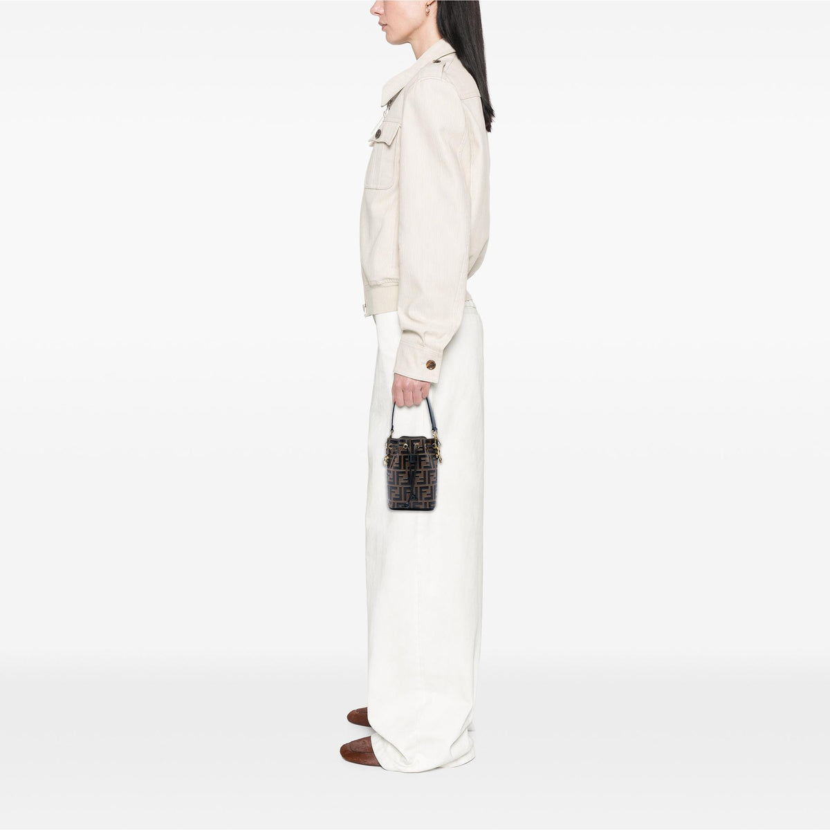 Fendi Mini FF 1974 Embossed Leather Mon Tresor Bucket Bag