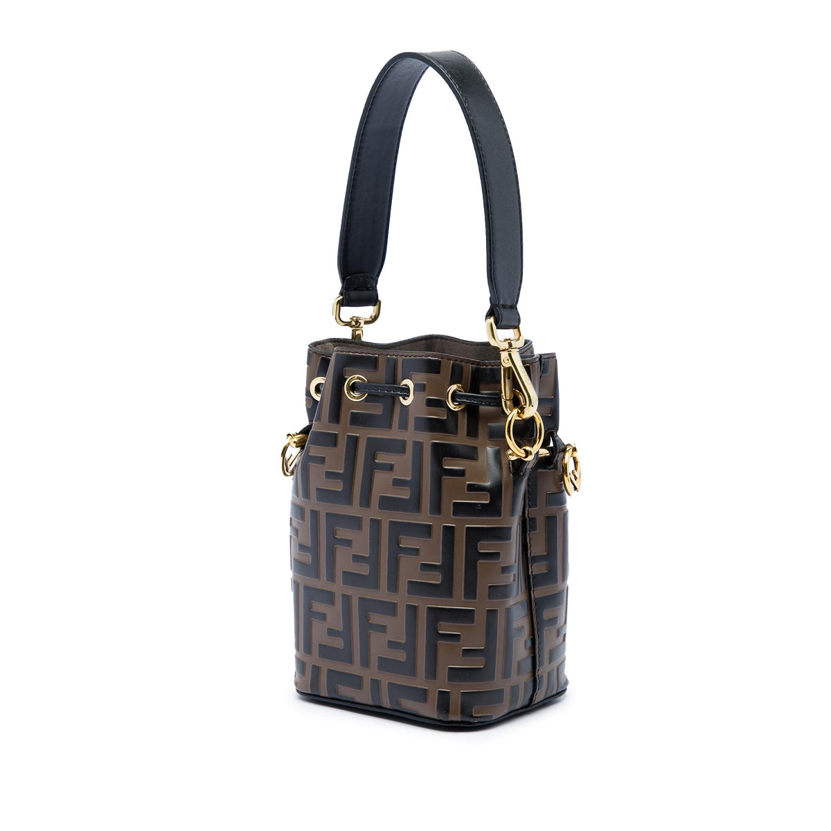 Fendi Mini FF 1974 Embossed Leather Mon Tresor Bucket Bag