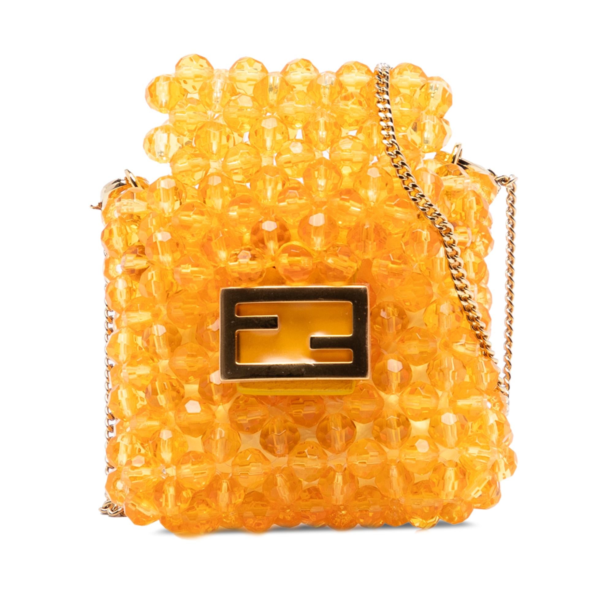 Fendi Mini Glass Vitello King Beaded Pico Baguette Charm