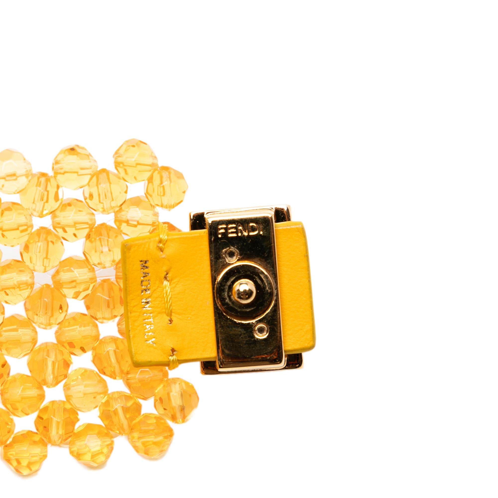 Fendi Mini Glass Vitello King Beaded Pico Baguette Charm