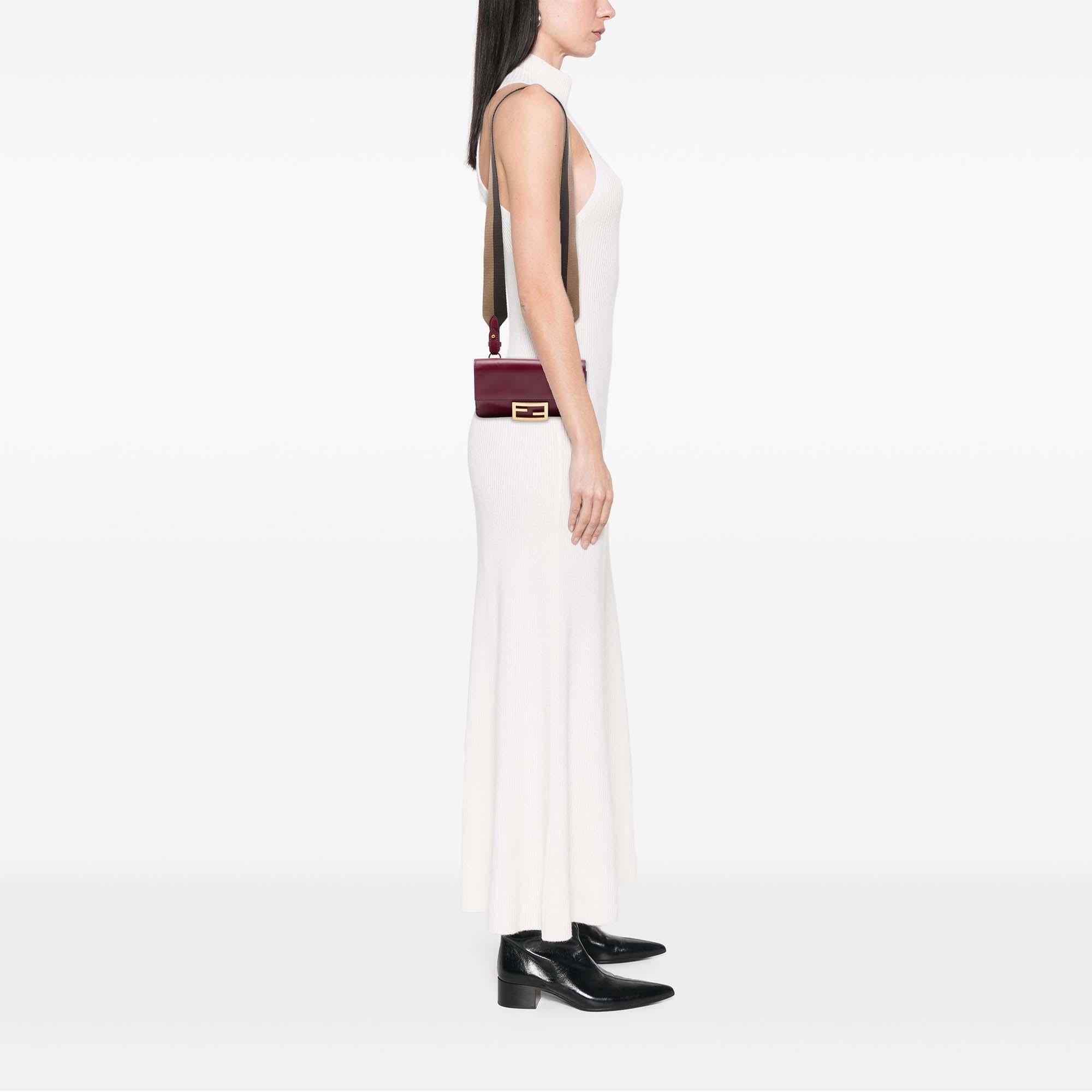 Fendi Mini Leather Flat Baguette Crossbody
