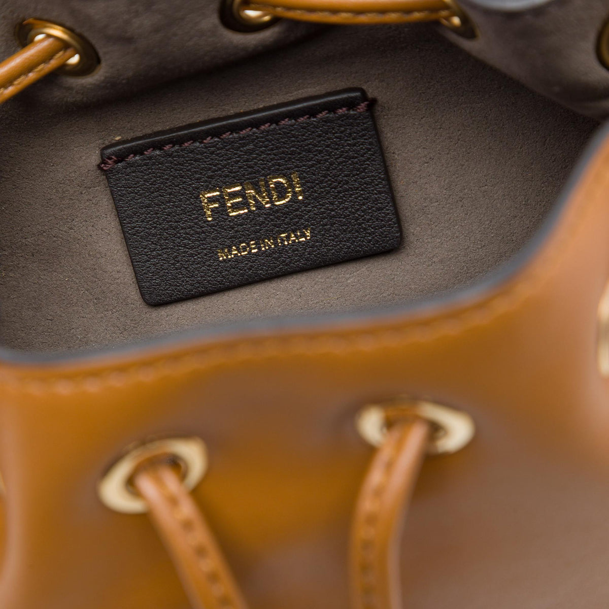 Fendi Mini Leather Studded Floral Mon Tresor Bucket Bag