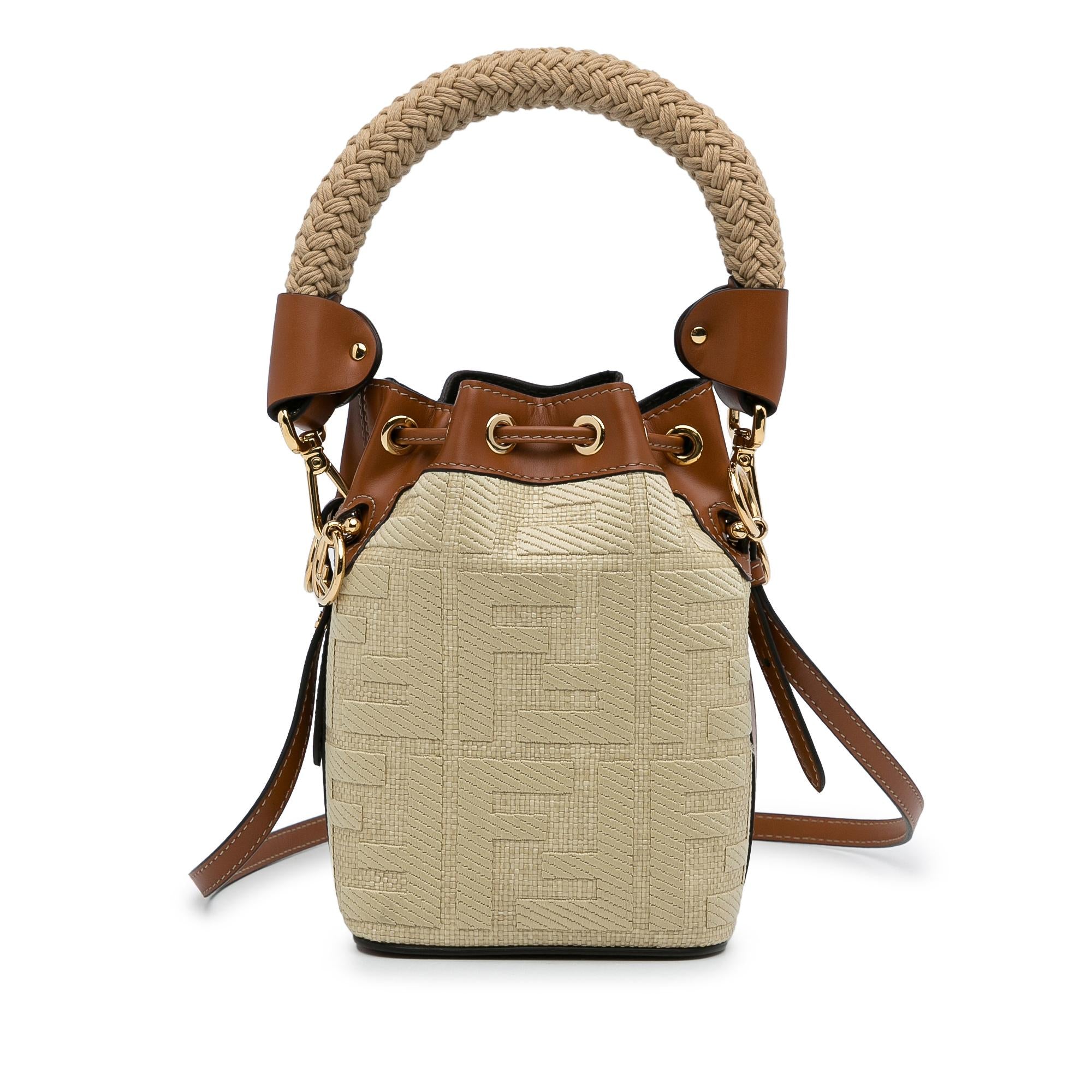 Fendi Mini Raffia Zucca Mon Tresor Bucket Bag (SHG-nU09oe)