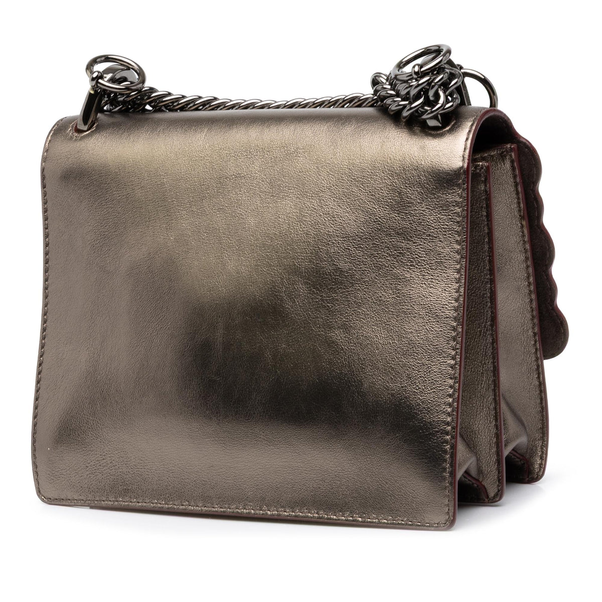 Fendi Mini Scalloped Metallic Studded Leather Kan I Crossbody
