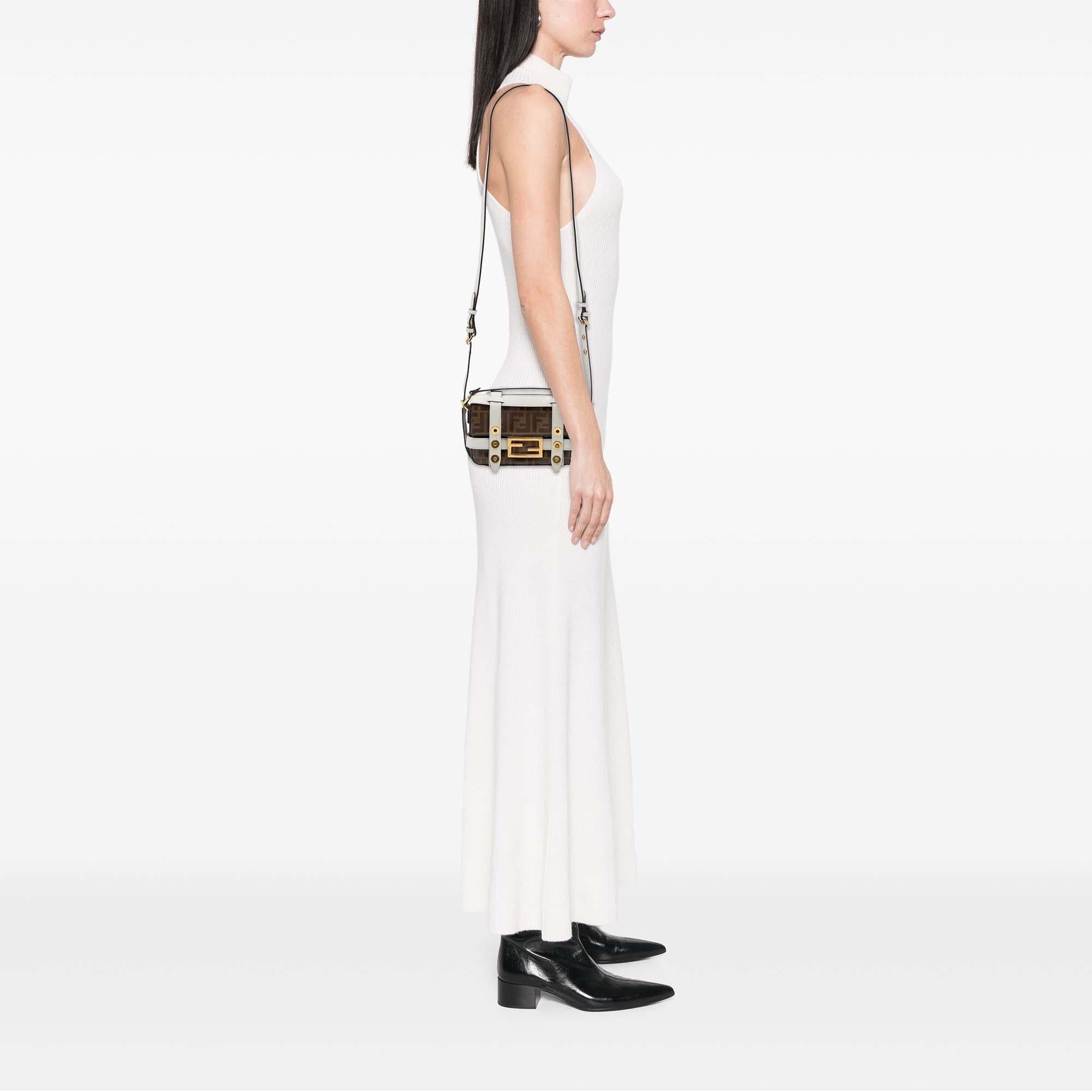 Fendi Mini Zucca Coated Canvas Cage Baguette Satchel