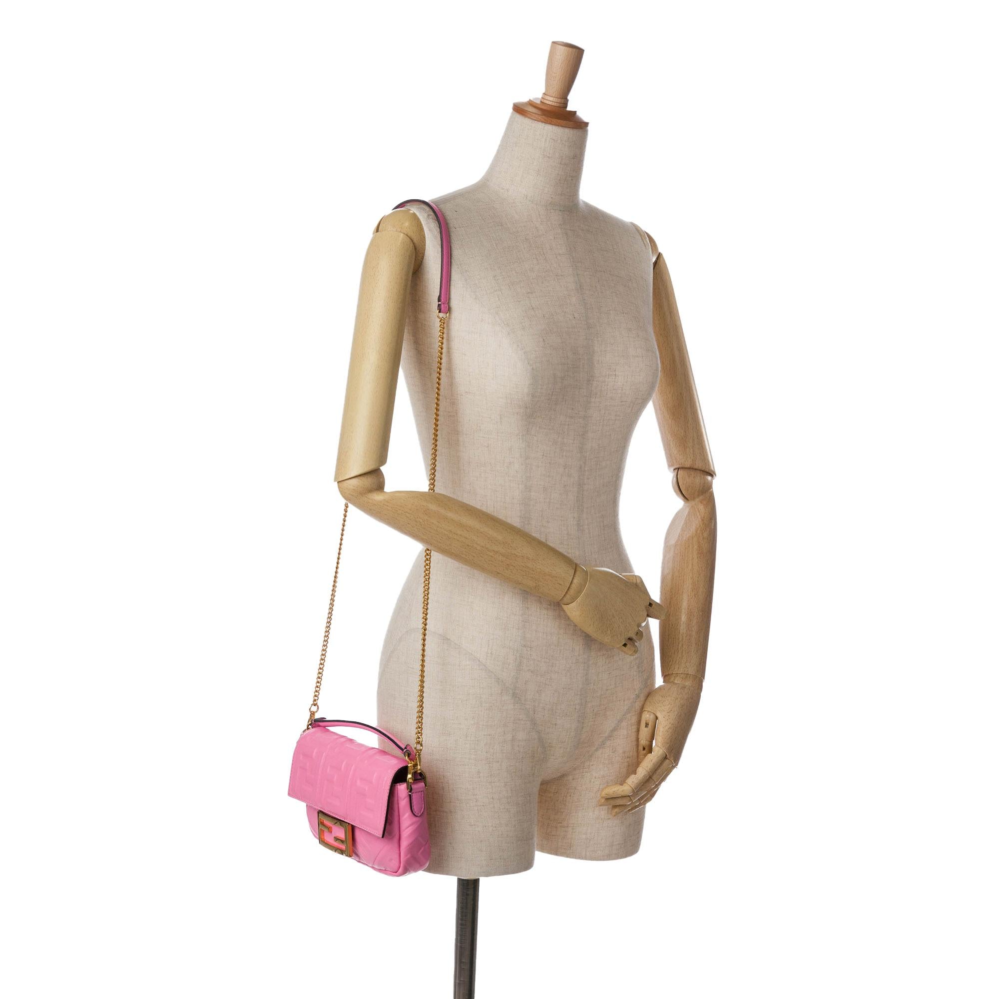 Fendi Mini Zucca Embossed Baguette Satchel
