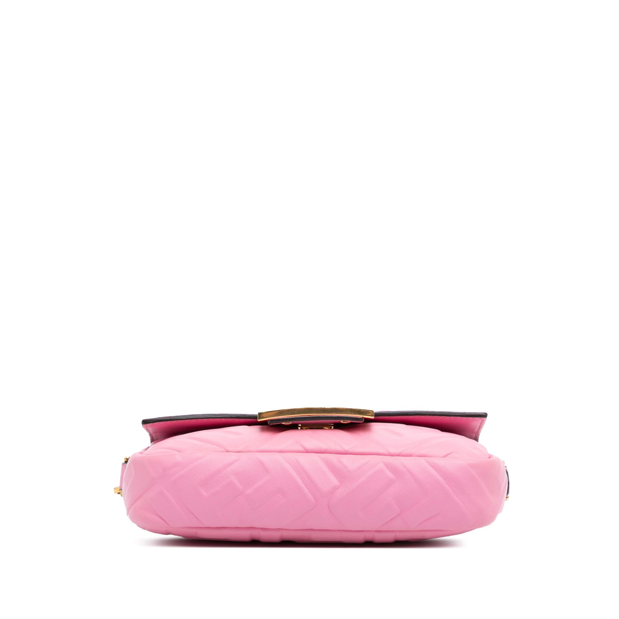 Fendi Mini Zucca Embossed Leather Baguette Satchel