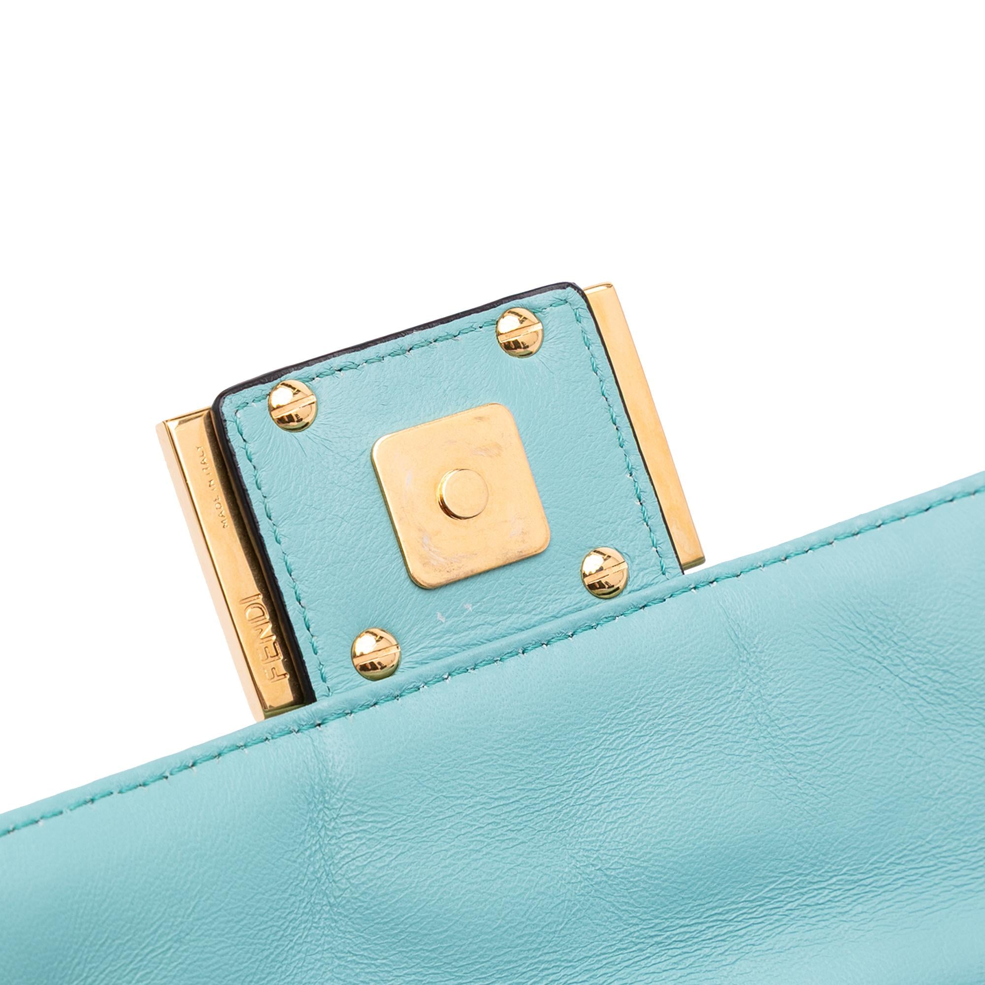 Fendi Mini Zucca Embossed Leather Baguette Satchel
