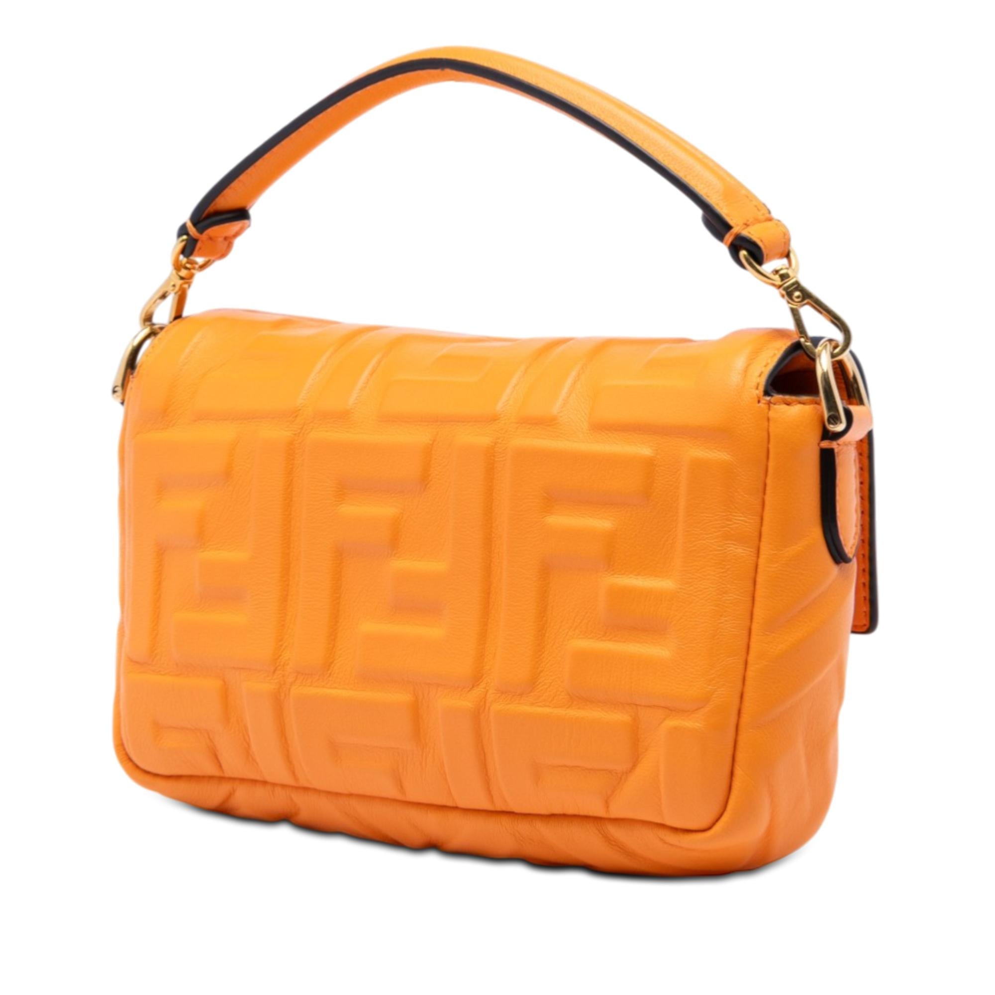 Fendi Mini Zucca Embossed Leather Baguette Satchel