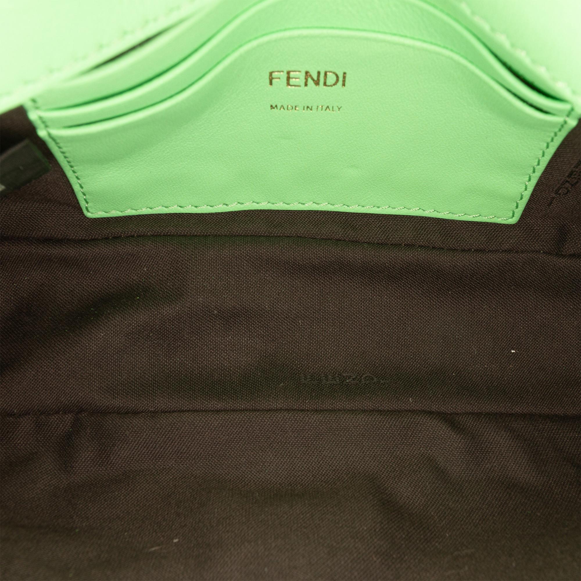 Fendi Mini Zucca Embossed Leather Baguette Satchel