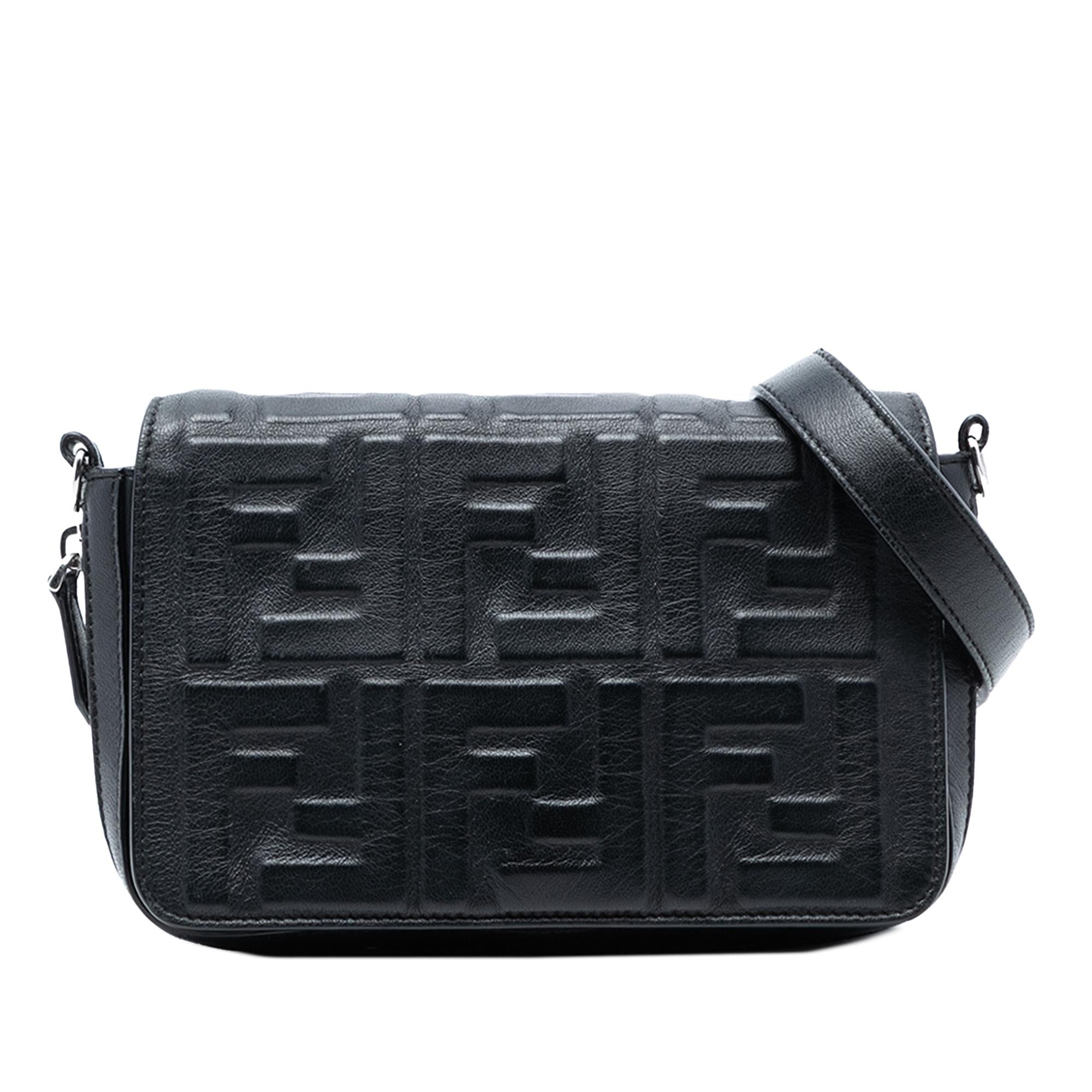 Fendi Mini Zucca Embossed Nappa Expandable Flap Crossbody
