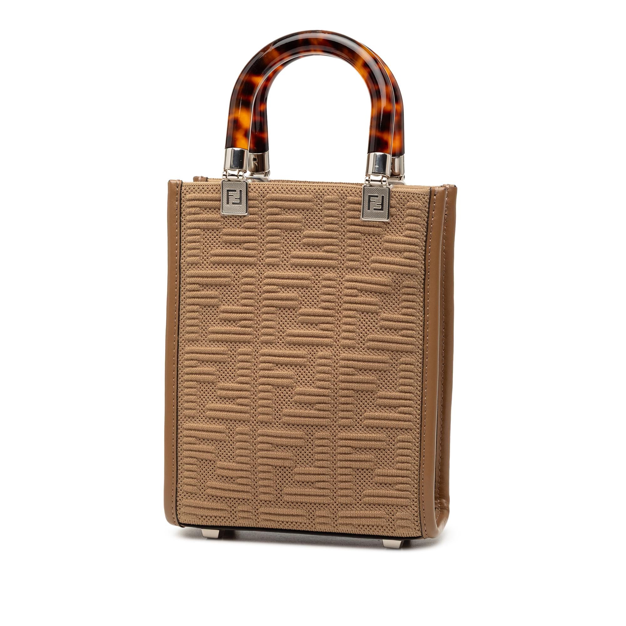 Fendi Mini Zucca Embossed Technical Fabric Sunshine Shopper Tote