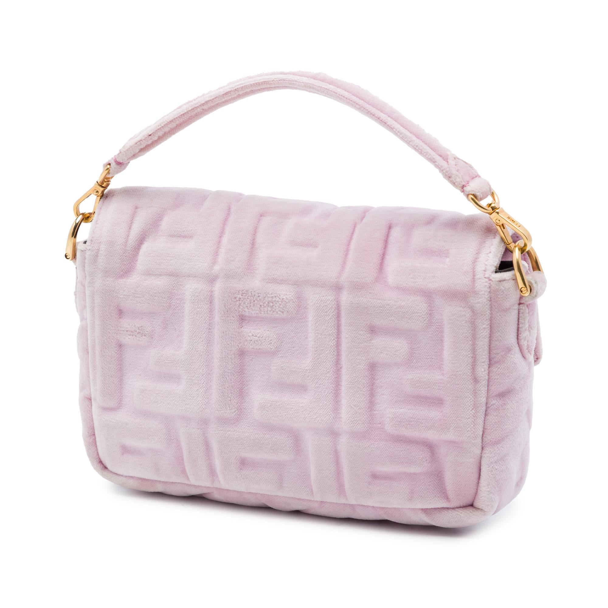 Fendi Mini Zucca Embossed Velvet Baguette Satchel