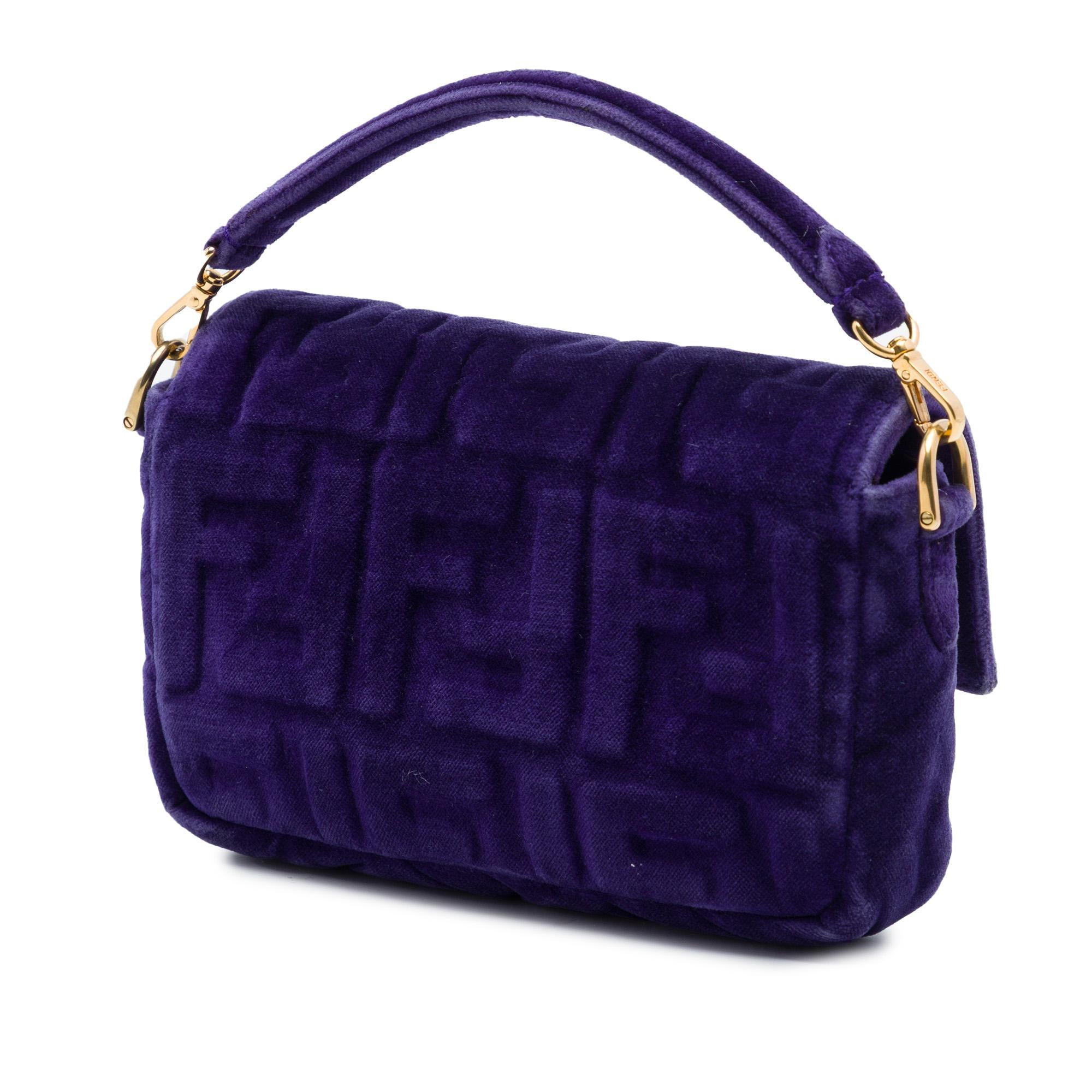 Fendi Mini Zucca Embossed Velvet Baguette Satchel