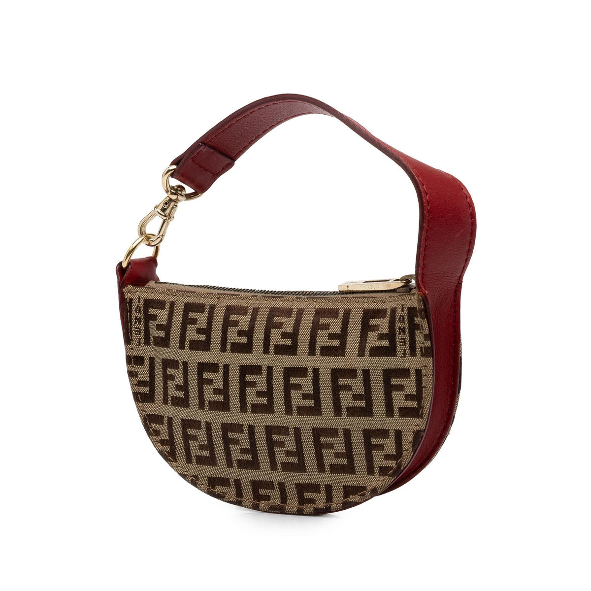 Fendi Mini Zucchino Canvas Half Moon Handbag
