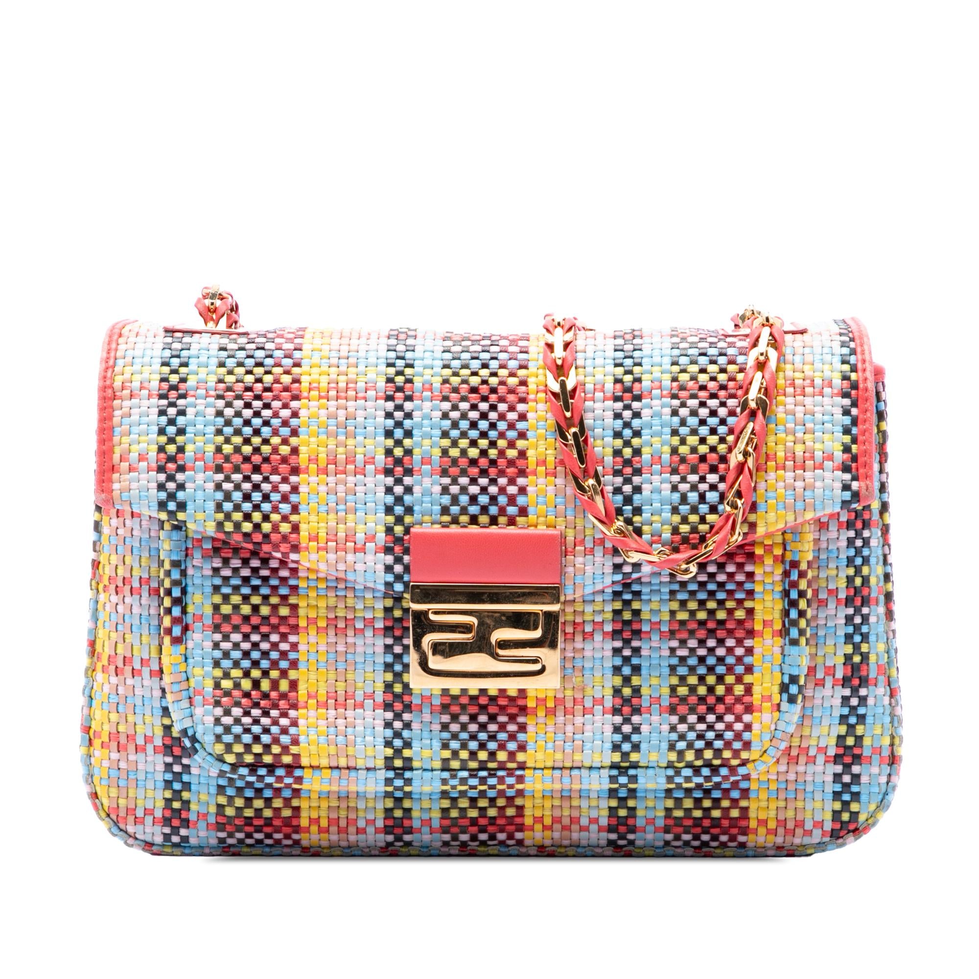 Fendi Multicolor Woven Nappa Be Baguette Crossbody