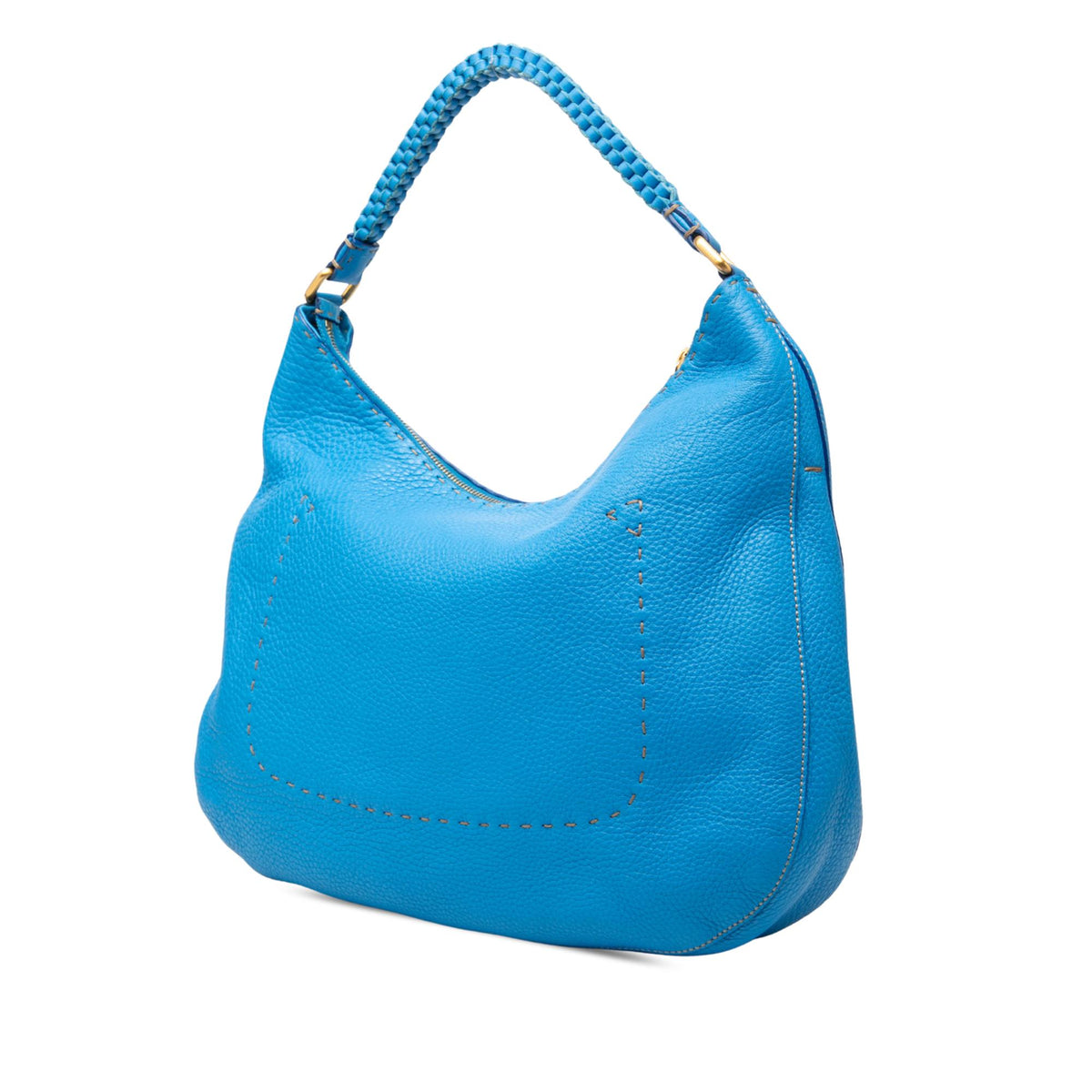 Fendi Pebbled Leather Selleria Shoulder Bag