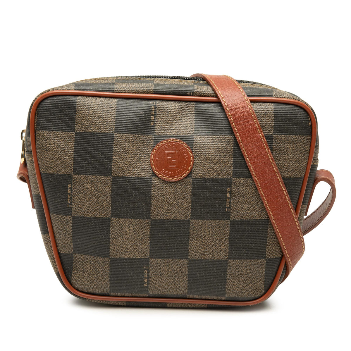 Fendi Pequin Coated Canvas Checkboard Crossbody
