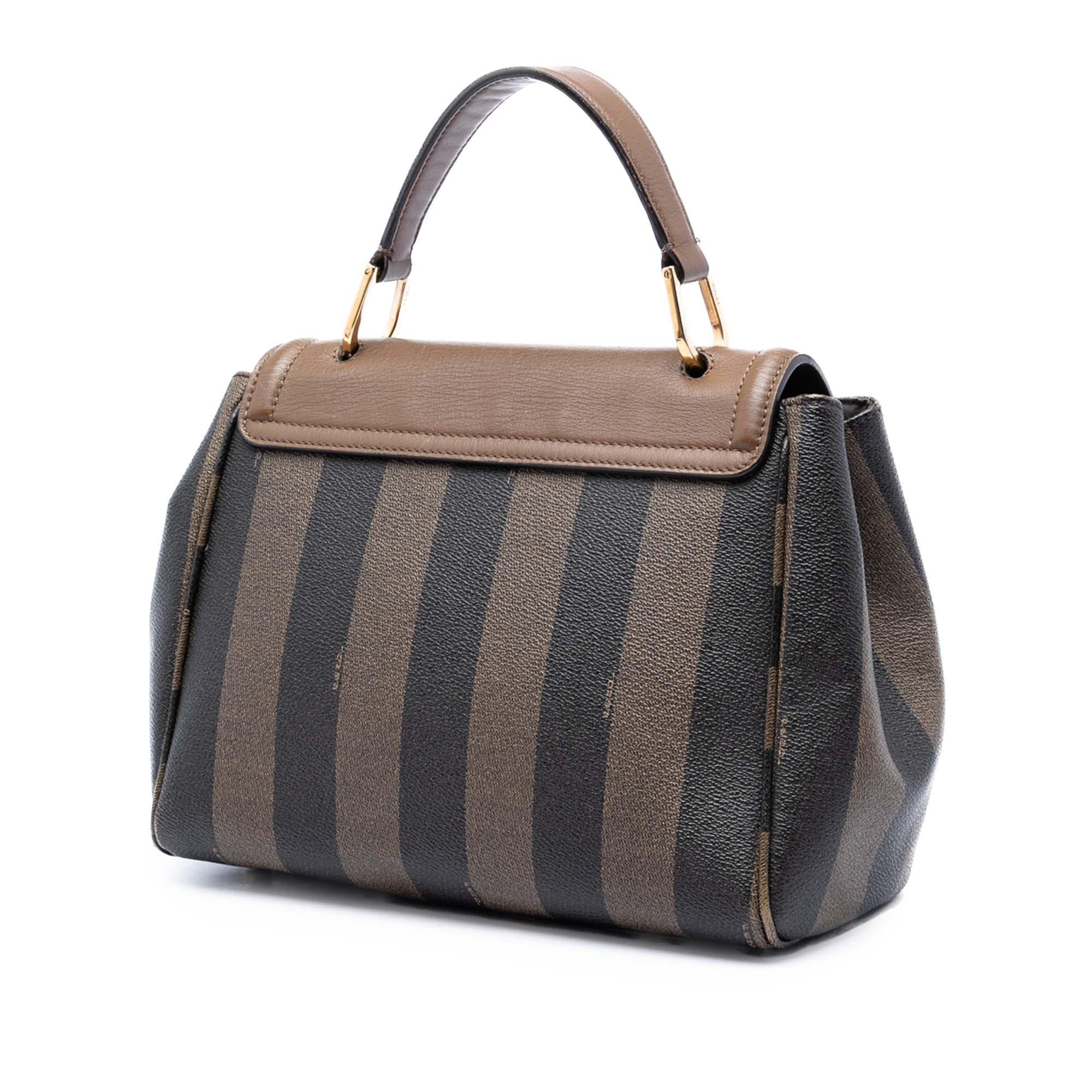 Fendi Pequin Coated Canvas and Leather Silvana Satchel