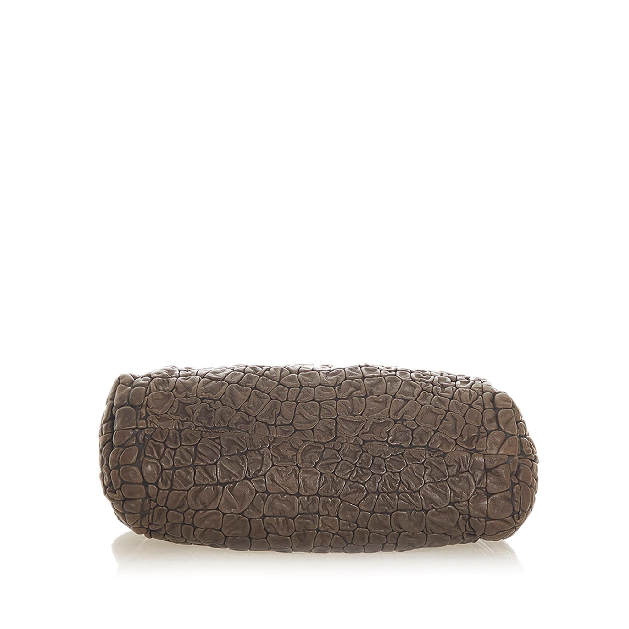 Fendi Puckered Bubble Leather Chef Shoulder Bag (SHG-32371)