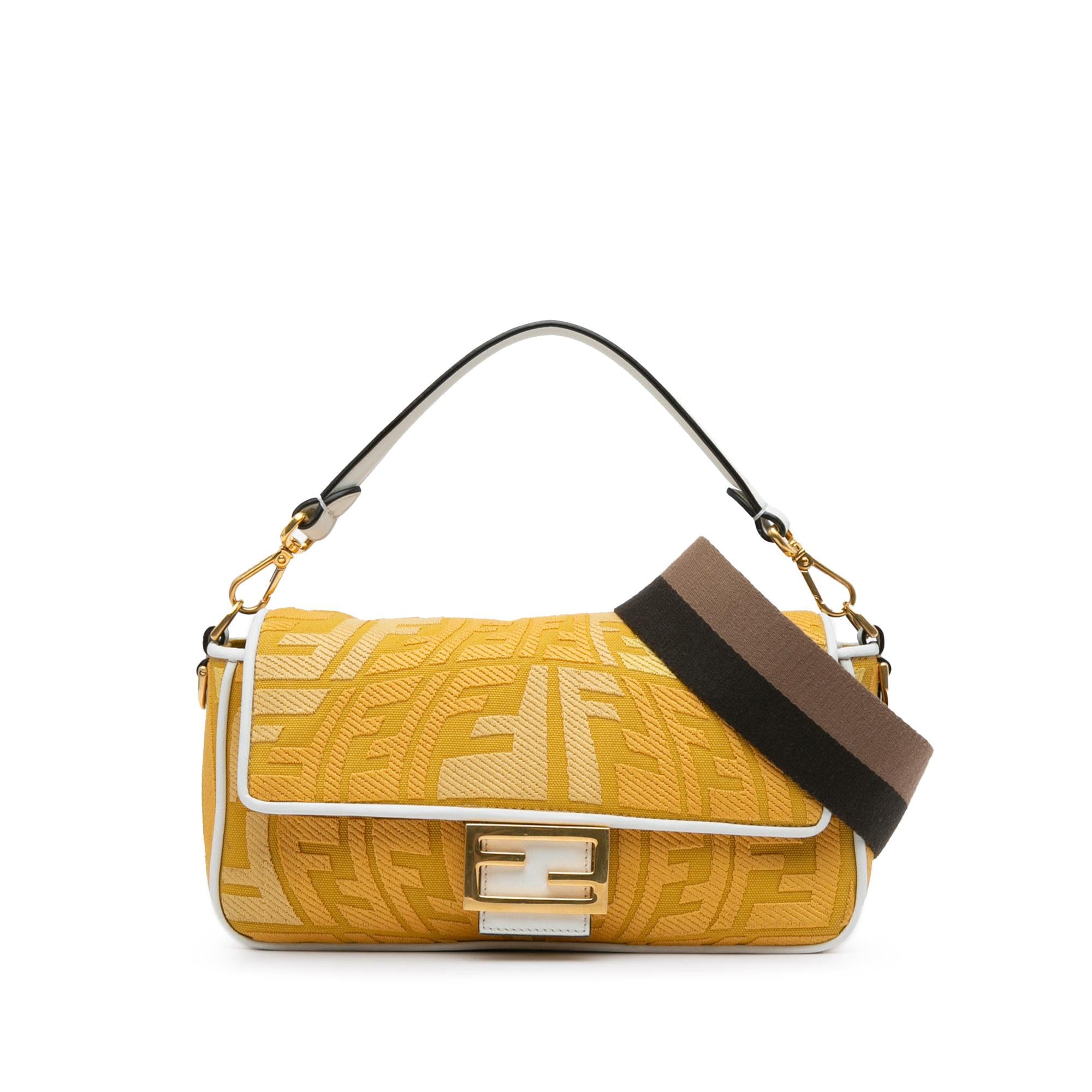 Fendi Sarah Coleman FF Canvas Fisheye Baguette Satchel (SHG-aug0AB)