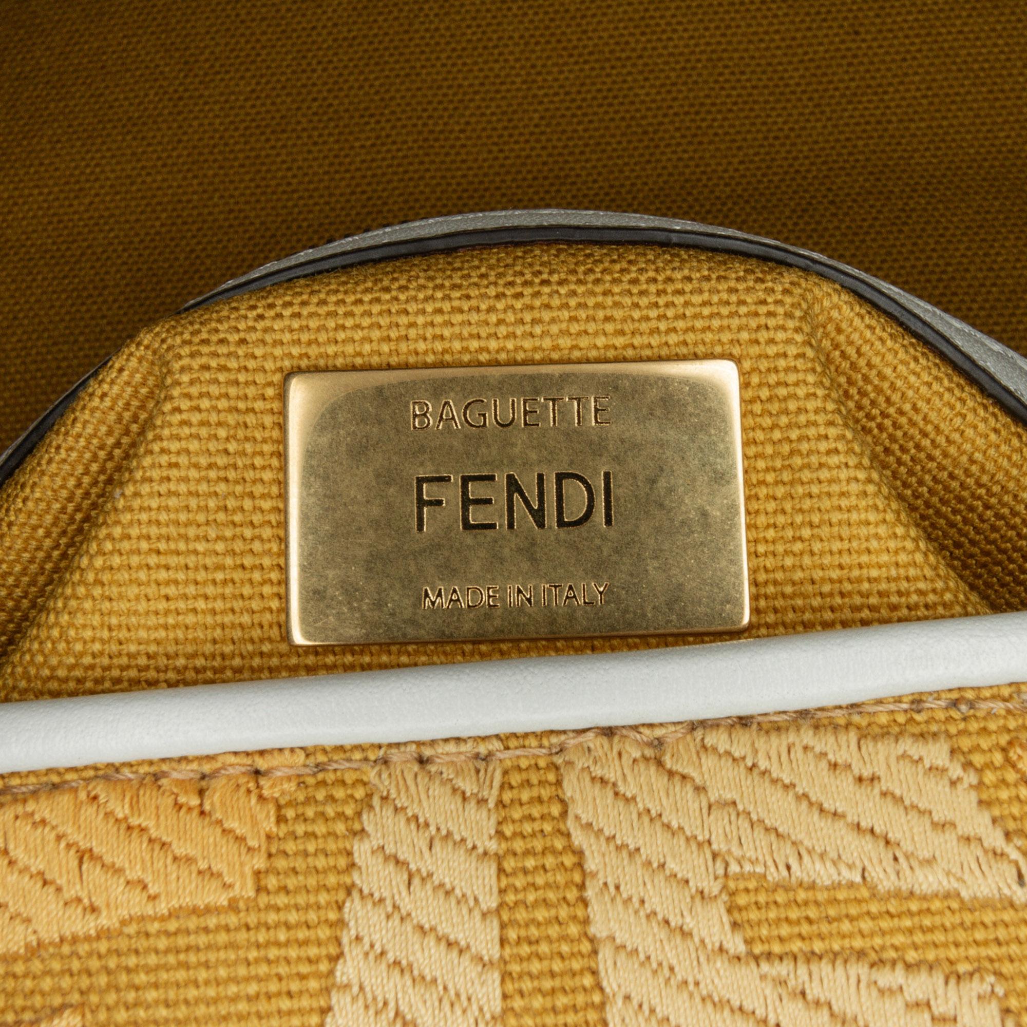 Fendi Sarah Coleman FF Canvas Fisheye Baguette Satchel (SHG-aug0AB)