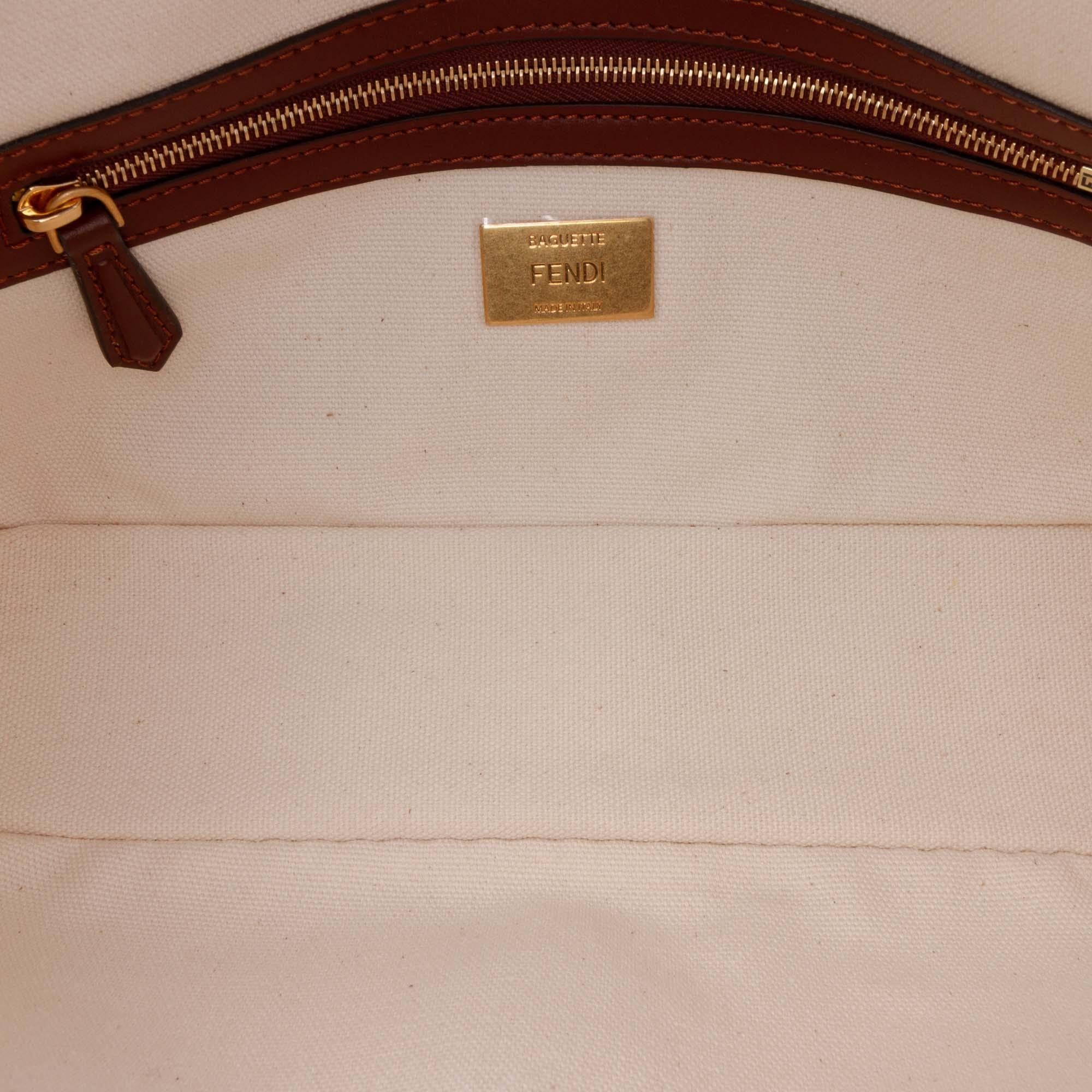 Fendi Sarah Coleman Zucca Embroidered Canvas Fish Eye Vertigo Baguette Satchel