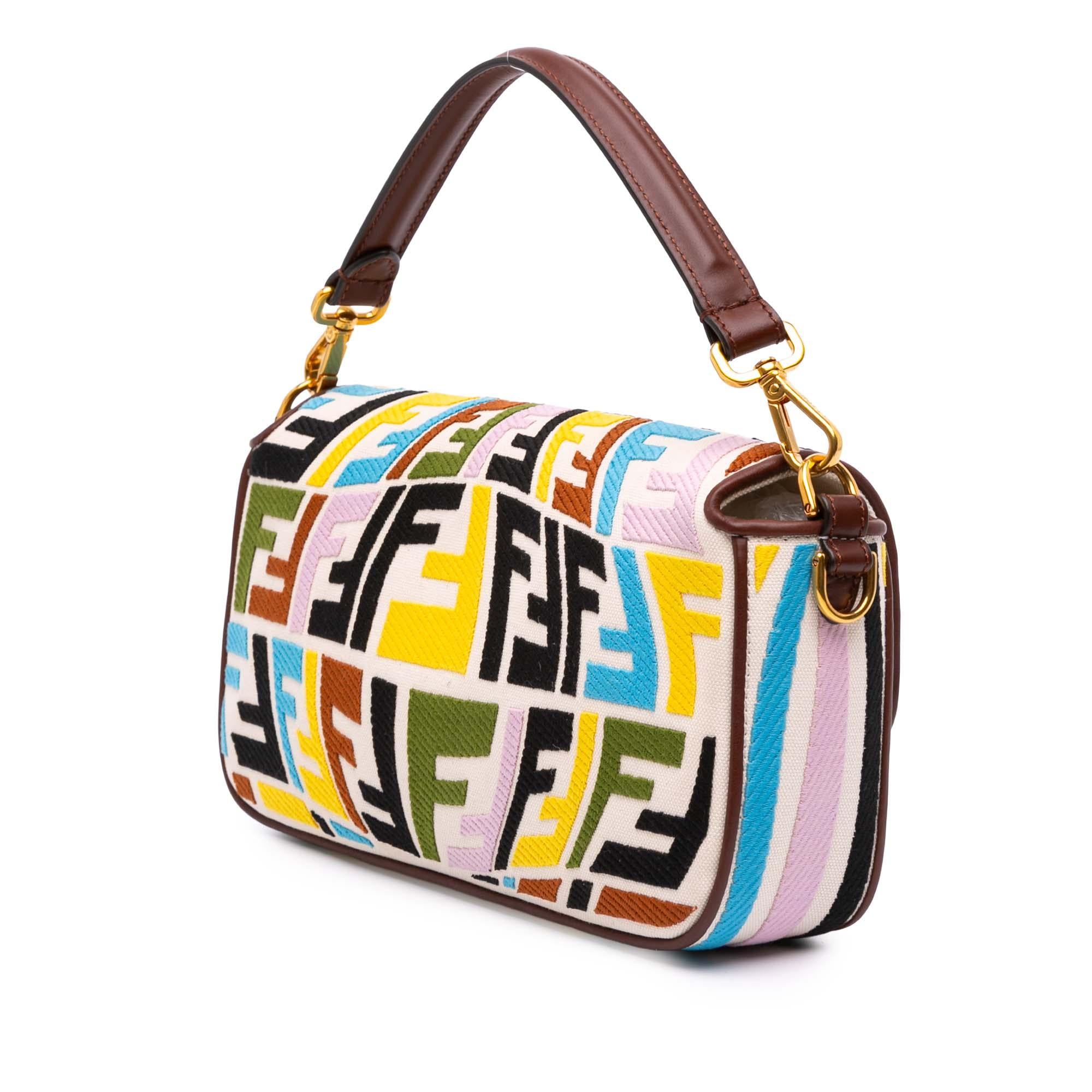 Fendi Sarah Coleman Zucca Embroidered Canvas Fish Eye Vertigo Baguette Satchel