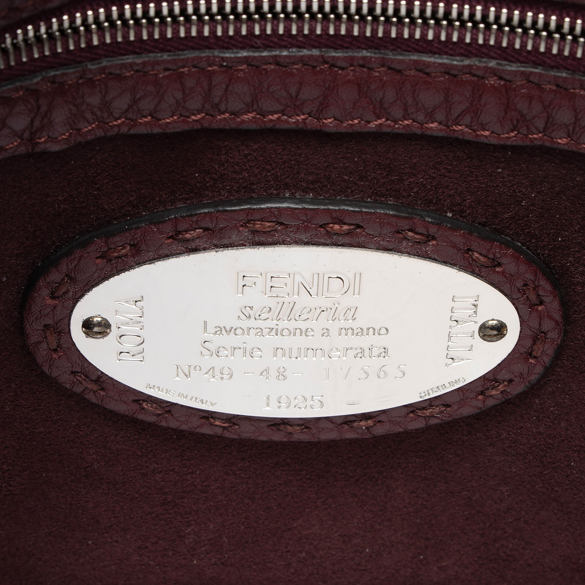 Fendi Selleria Leather Whipstitch Lei Boston Bag