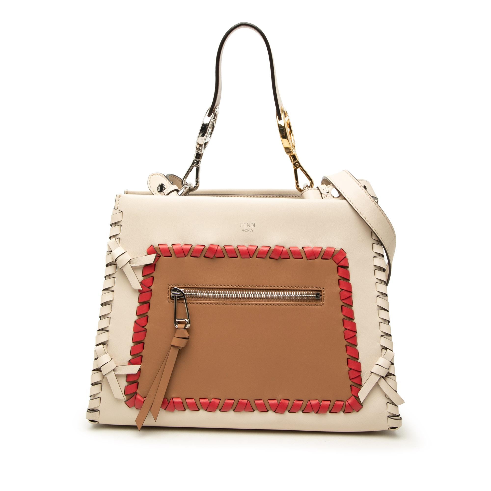 Fendi Small Bicolor Calfskin Whipstitch Runway Satchel