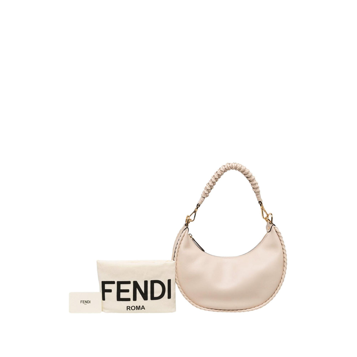 Fendi Small Leather Braided Fendigraphy Hobo
