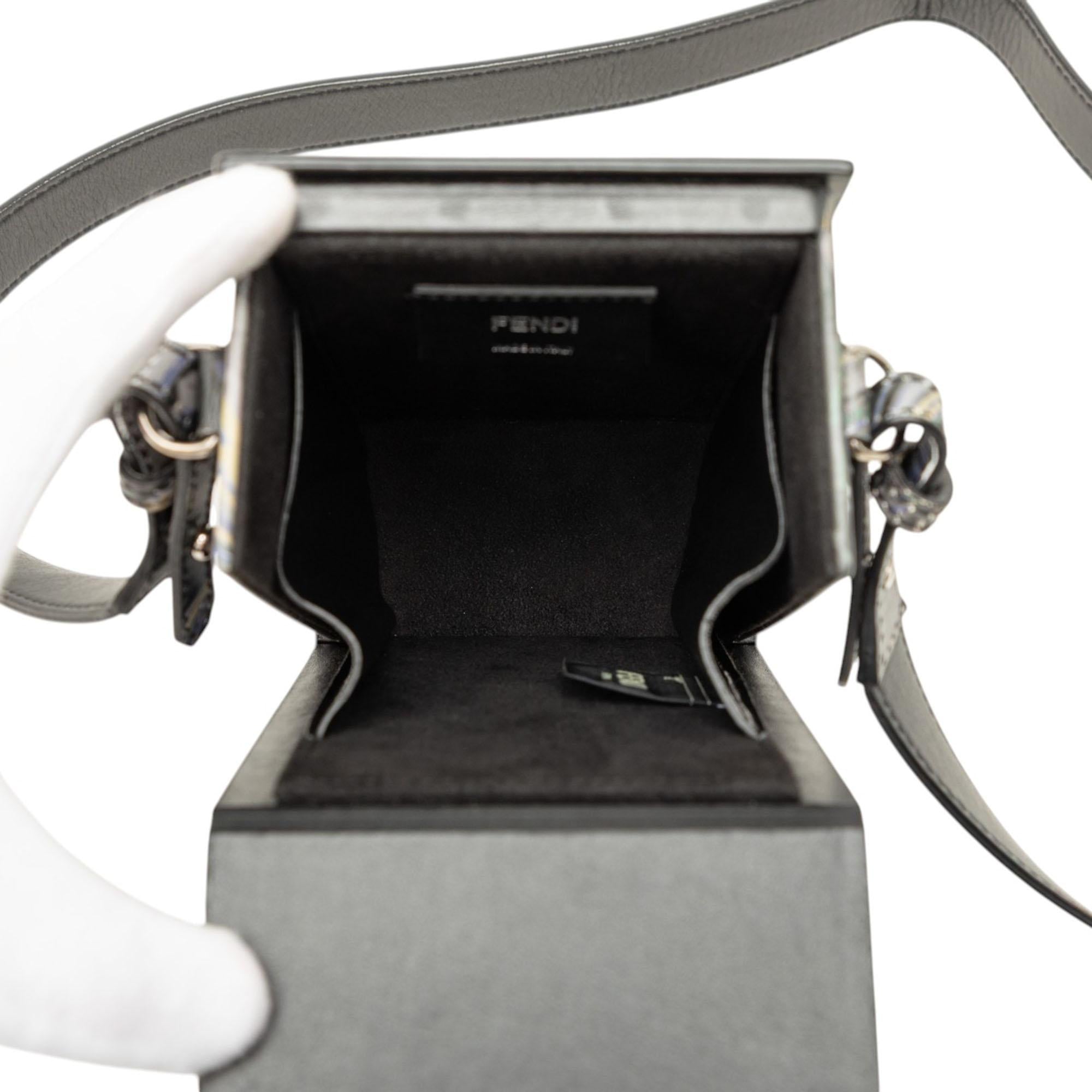 Fendi Smooth Calfskin Marble Print Vertical Box Crossbody
