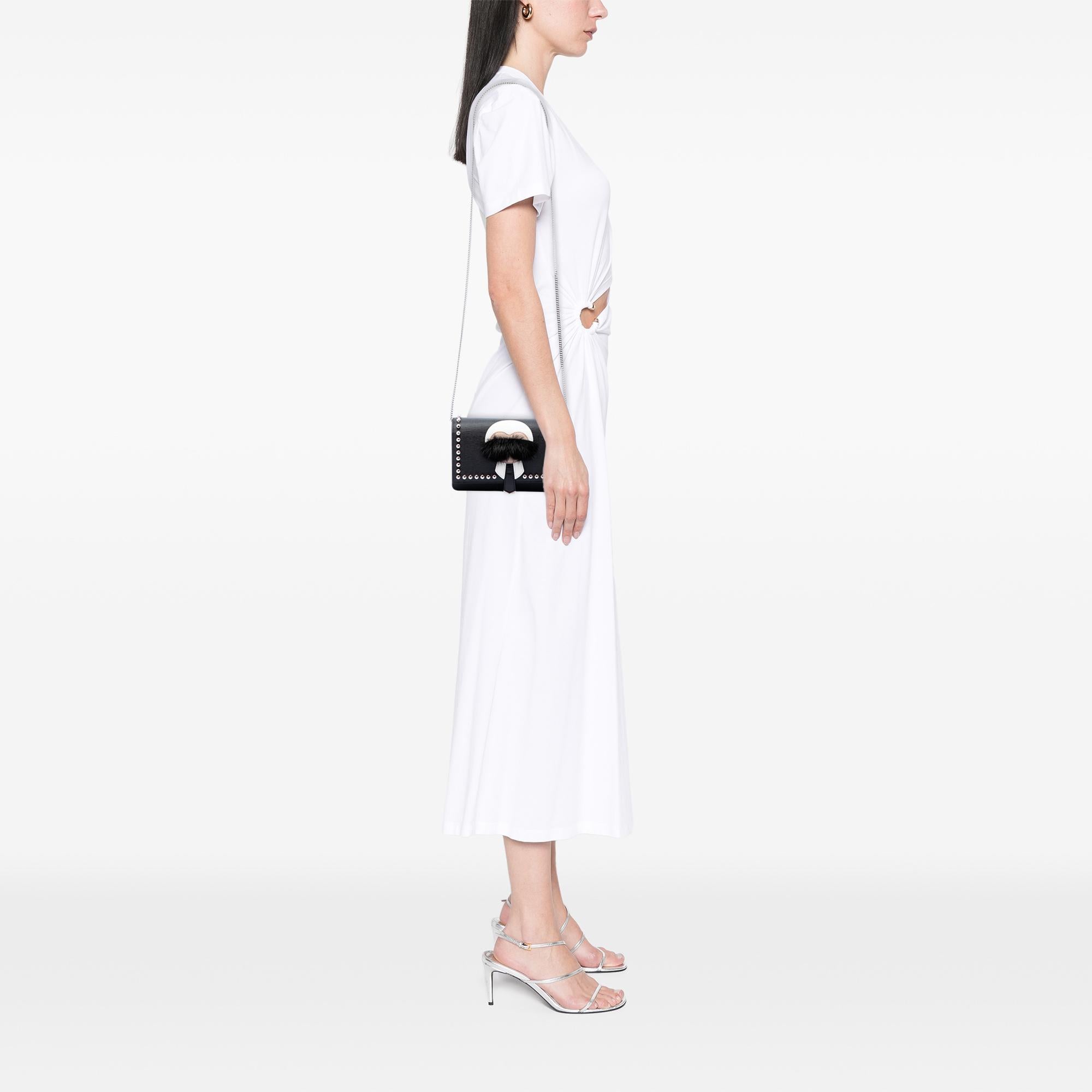 Fendi Studded Leather Karlito Wallet on Chain