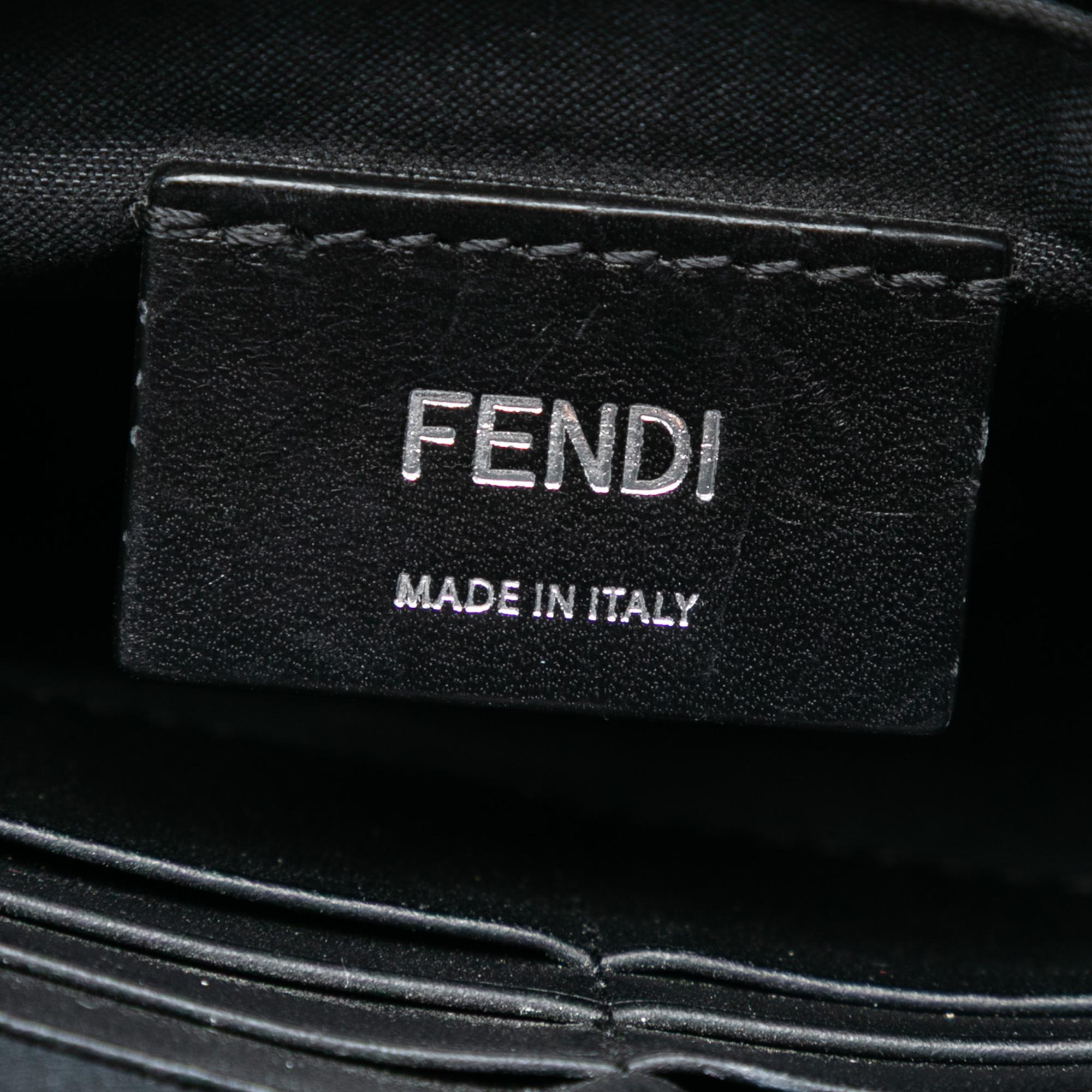 Fendi Studded Leather Trimmed Zucca Coated Canvas Clutch