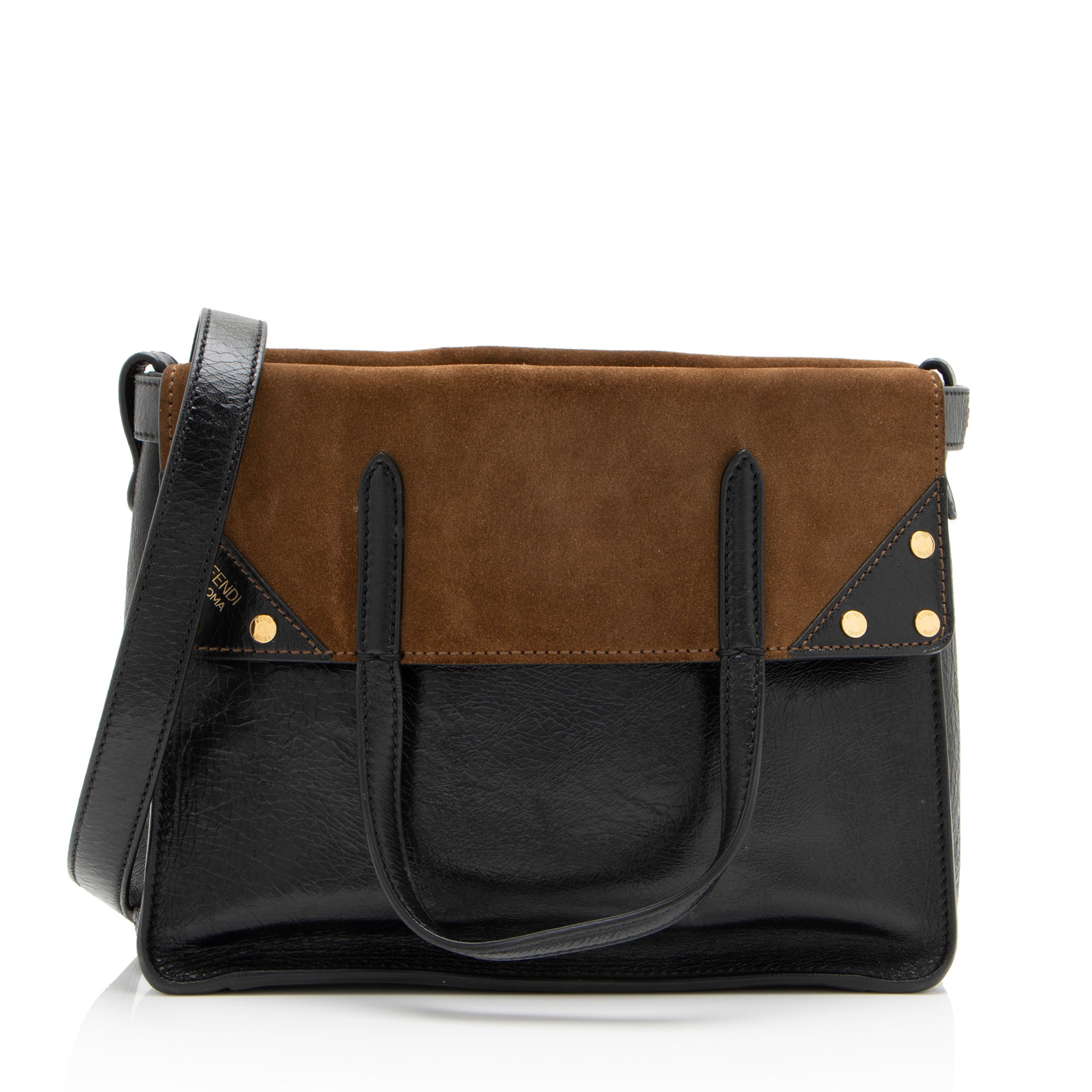 Fendi Suede Glazed Calfskin Grace Flip Tote