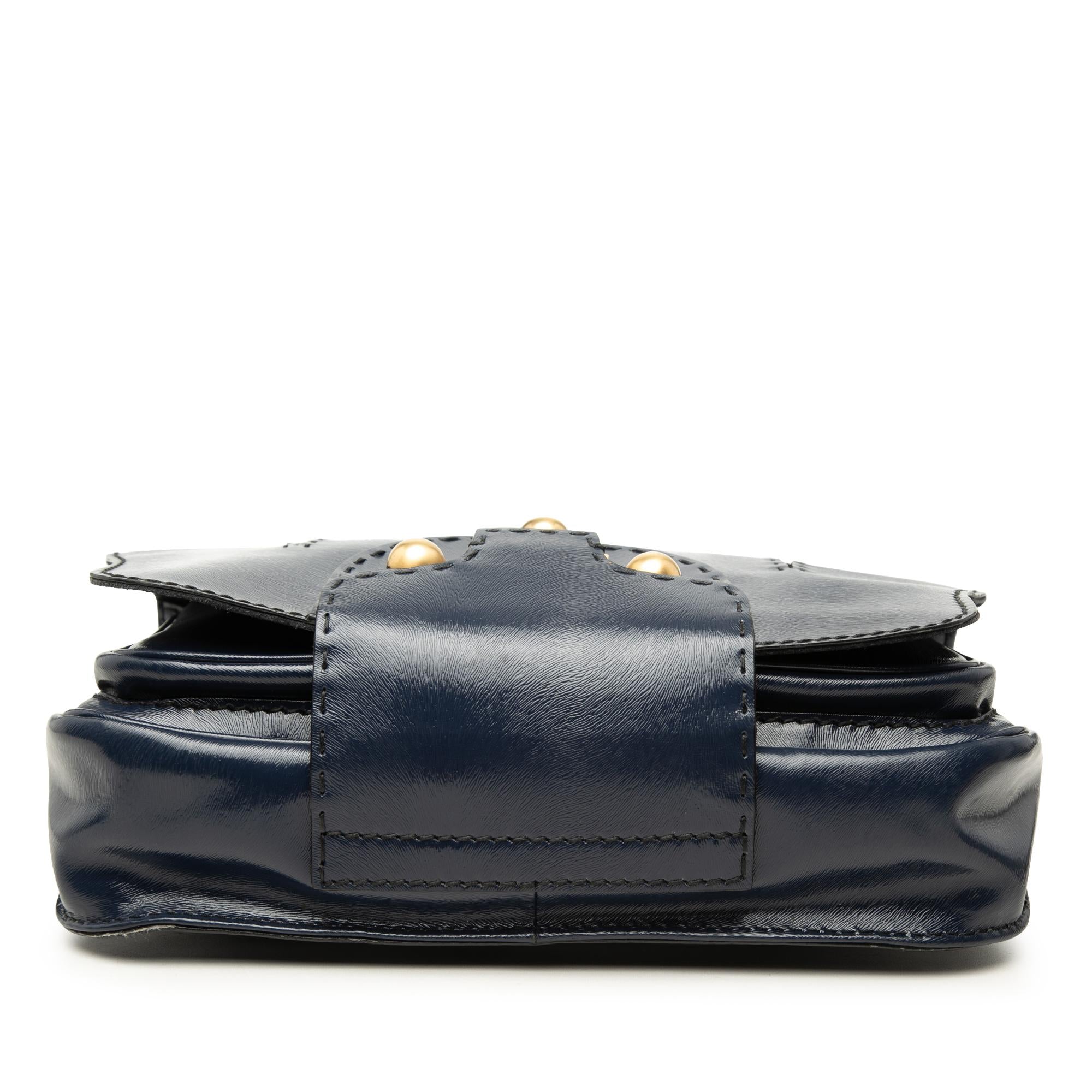 Fendi Textured Patent F3 Secret Code Satchel