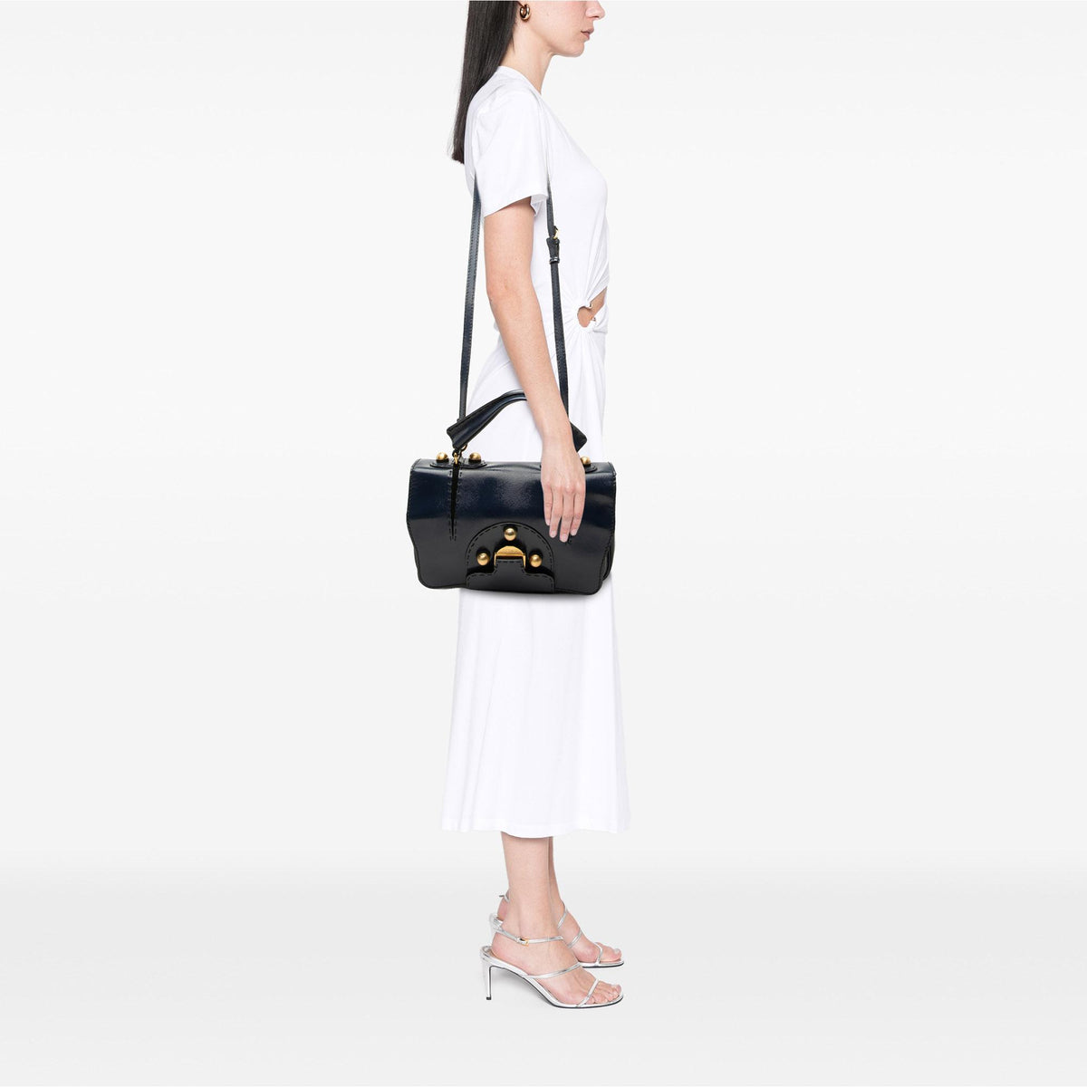 Fendi Textured Patent F3 Secret Code Satchel