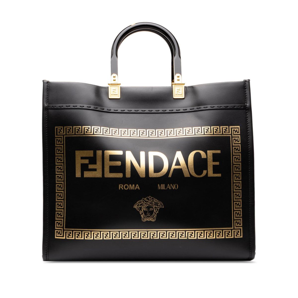 Fendi Versace Fendace Medium Calfskin Sunshine Shopper Tote