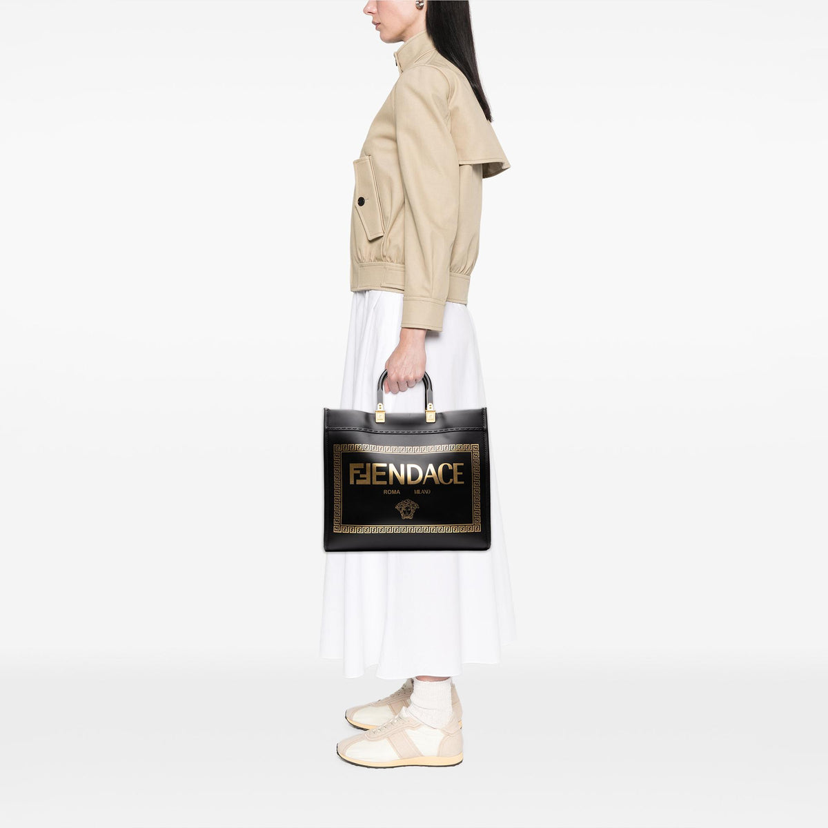 Fendi Versace Fendace Medium Calfskin Sunshine Shopper Tote