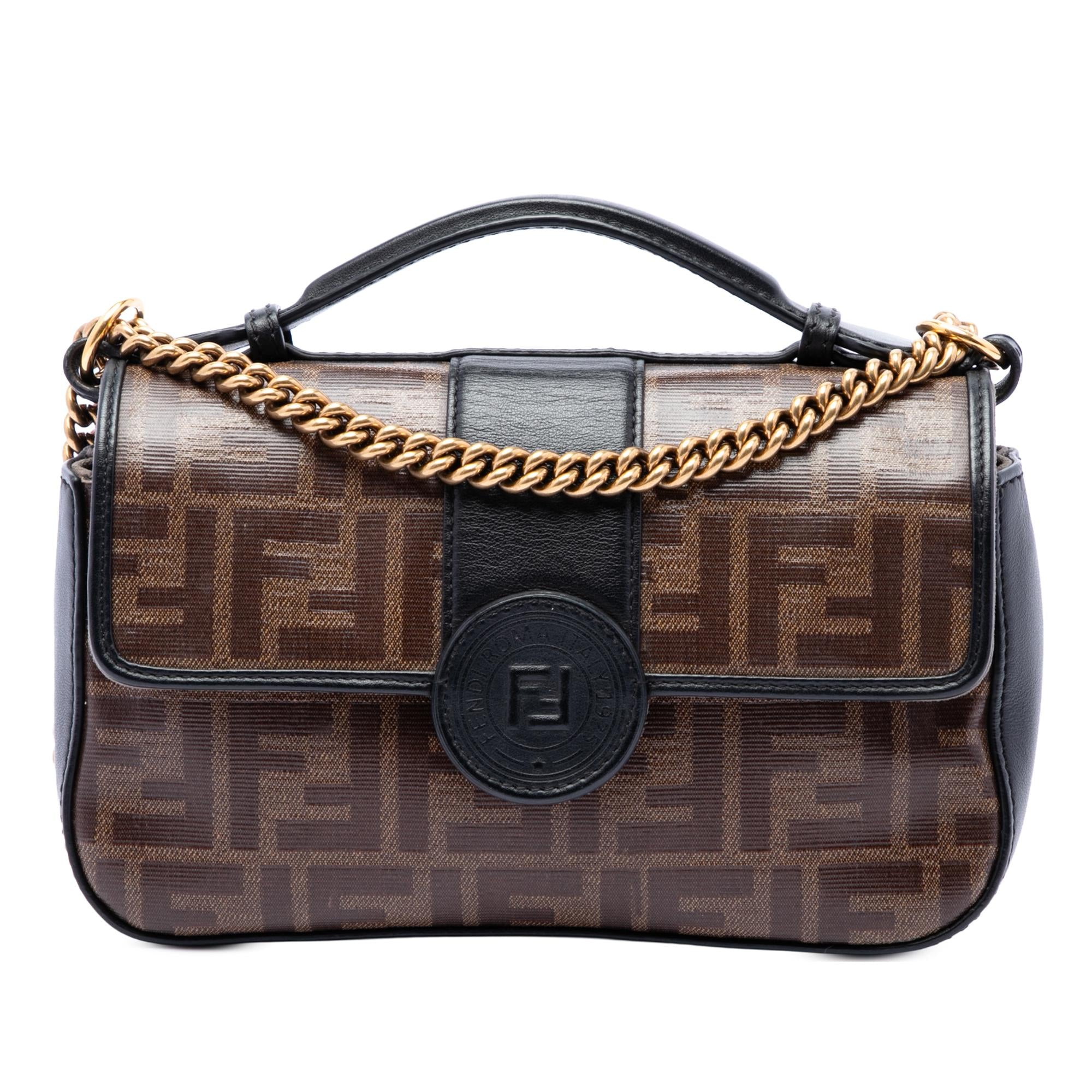 Fendi Vitello Grace and Glazed FF 1974 Double F Satchel