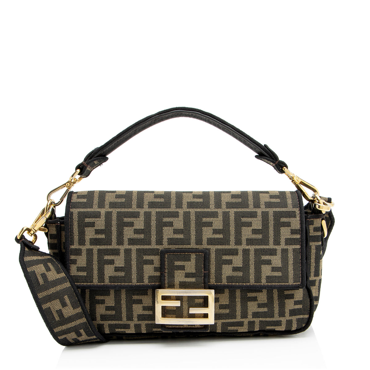 Fendi Black and Brown Zucca barrette. gold clasp hardware. Vintage Fendi Zucca Baguette | The–Procurement - The  main image 4