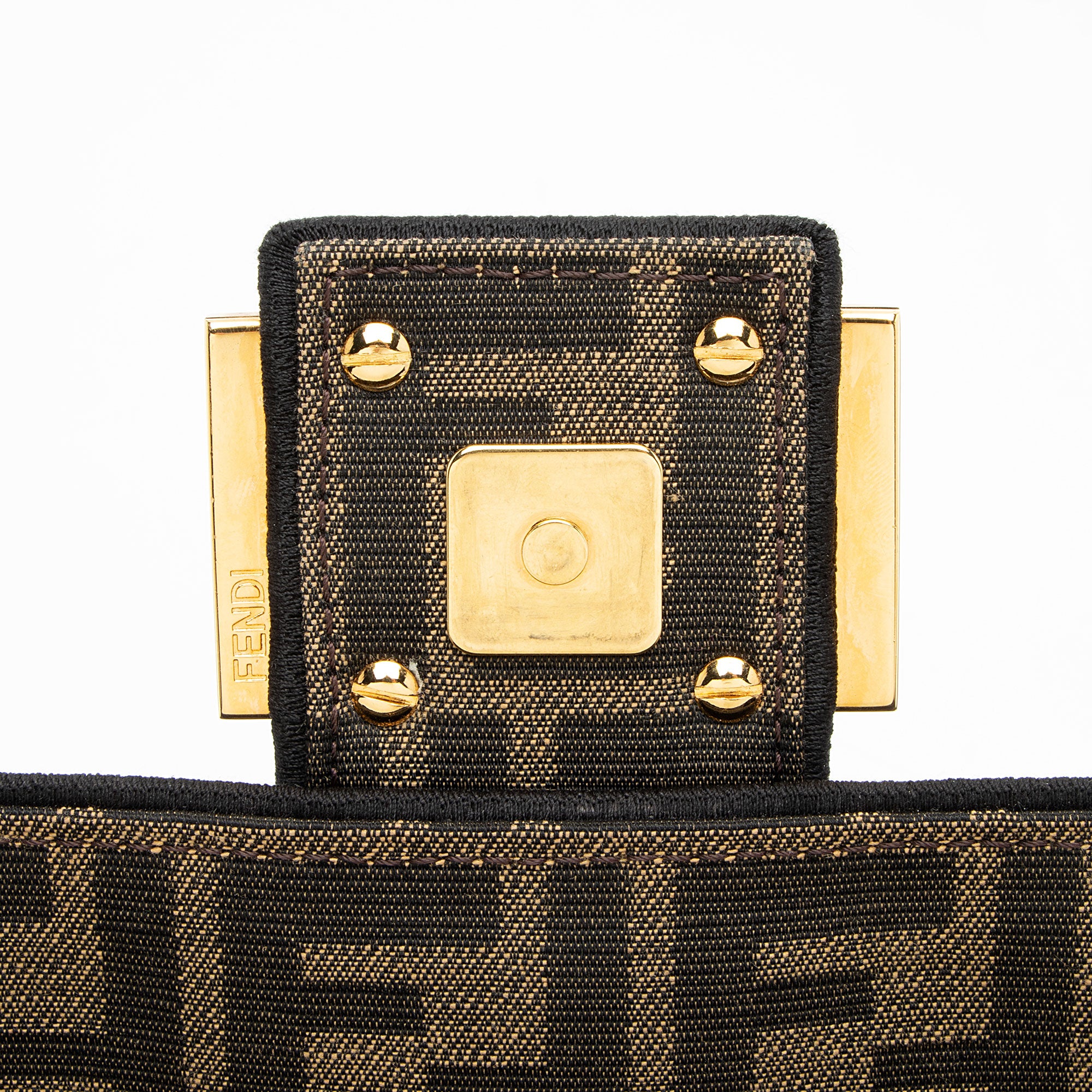 Fendi Zucca Calfskin Baguette Shoulder Bag