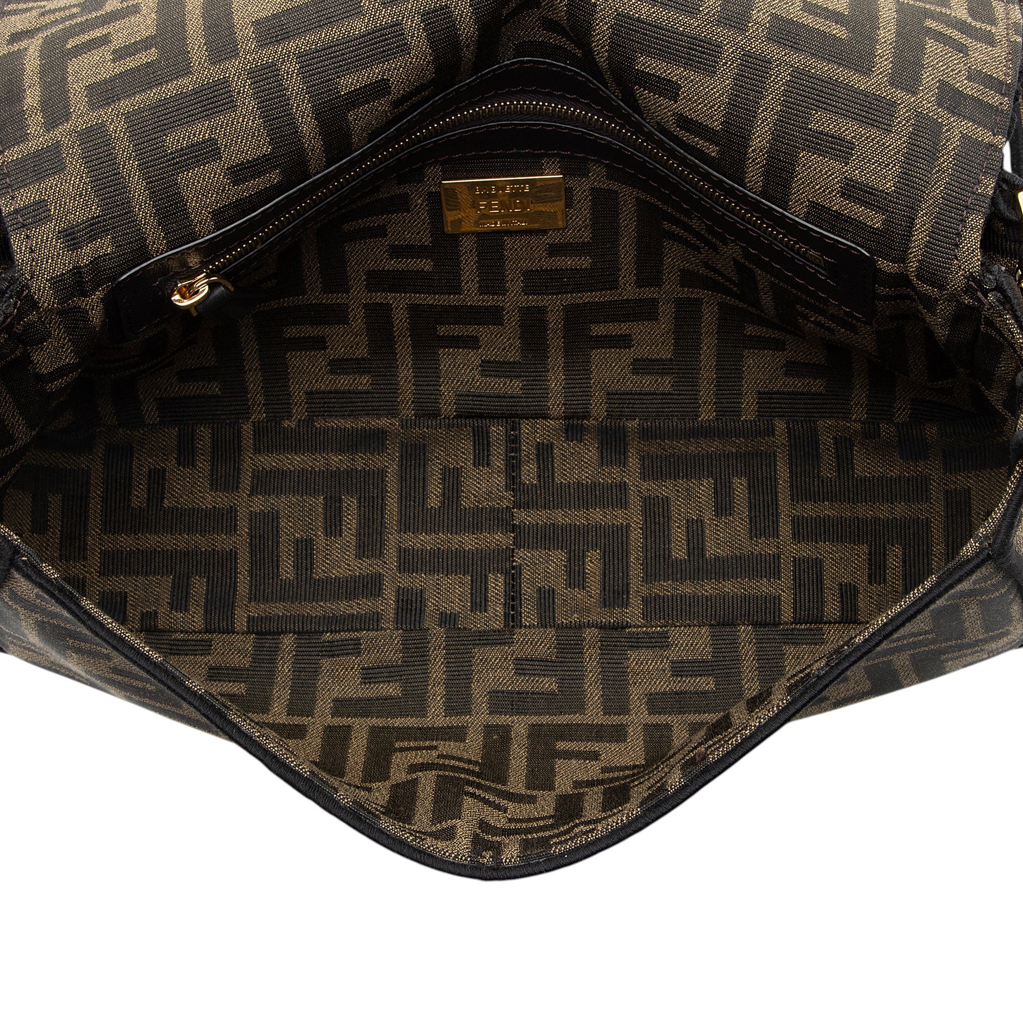 Fendi Zucca Calfskin Baguette Shoulder Bag