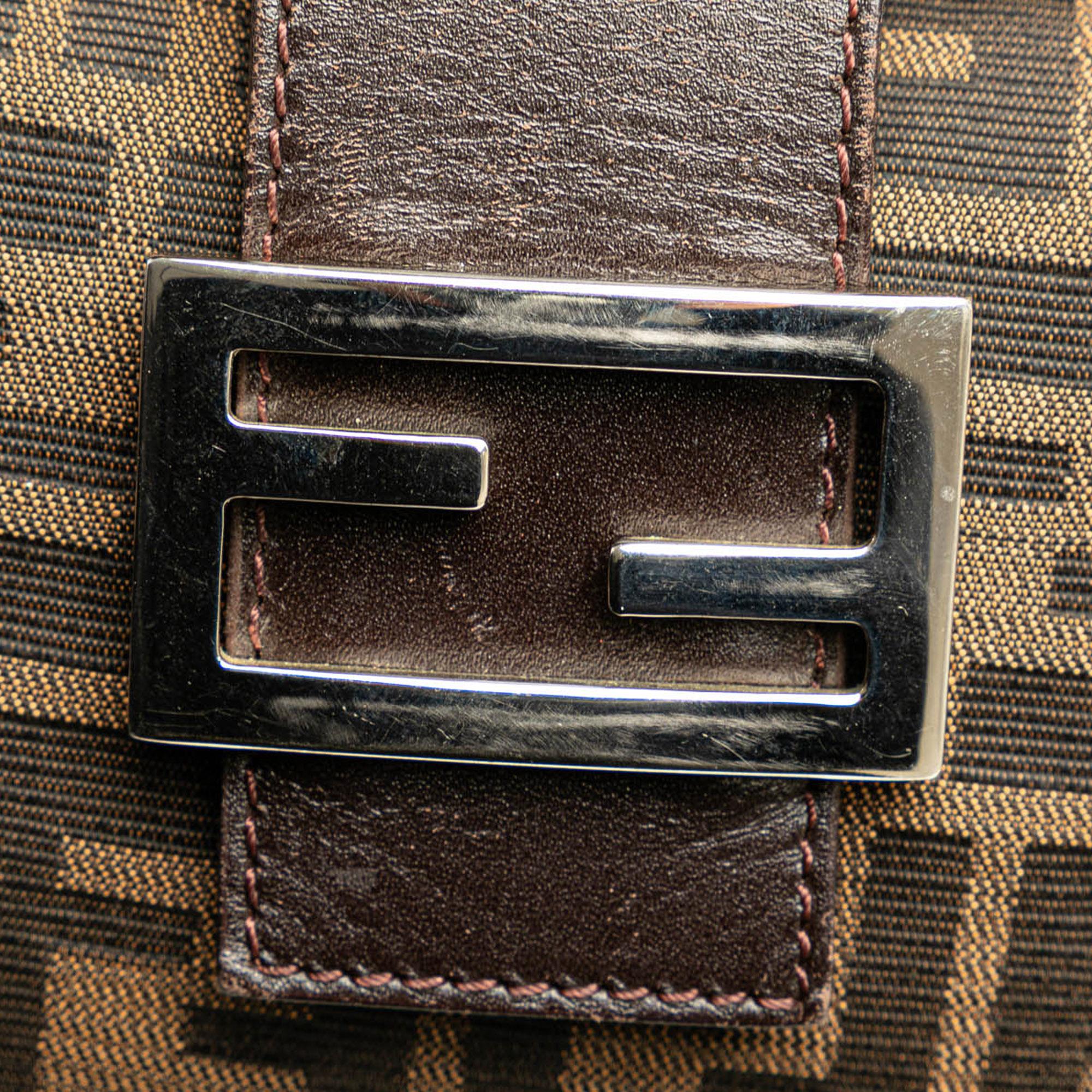 Fendi Zucca Canvas Double Flap Shoulder Bag (SHG-jvqpSt)