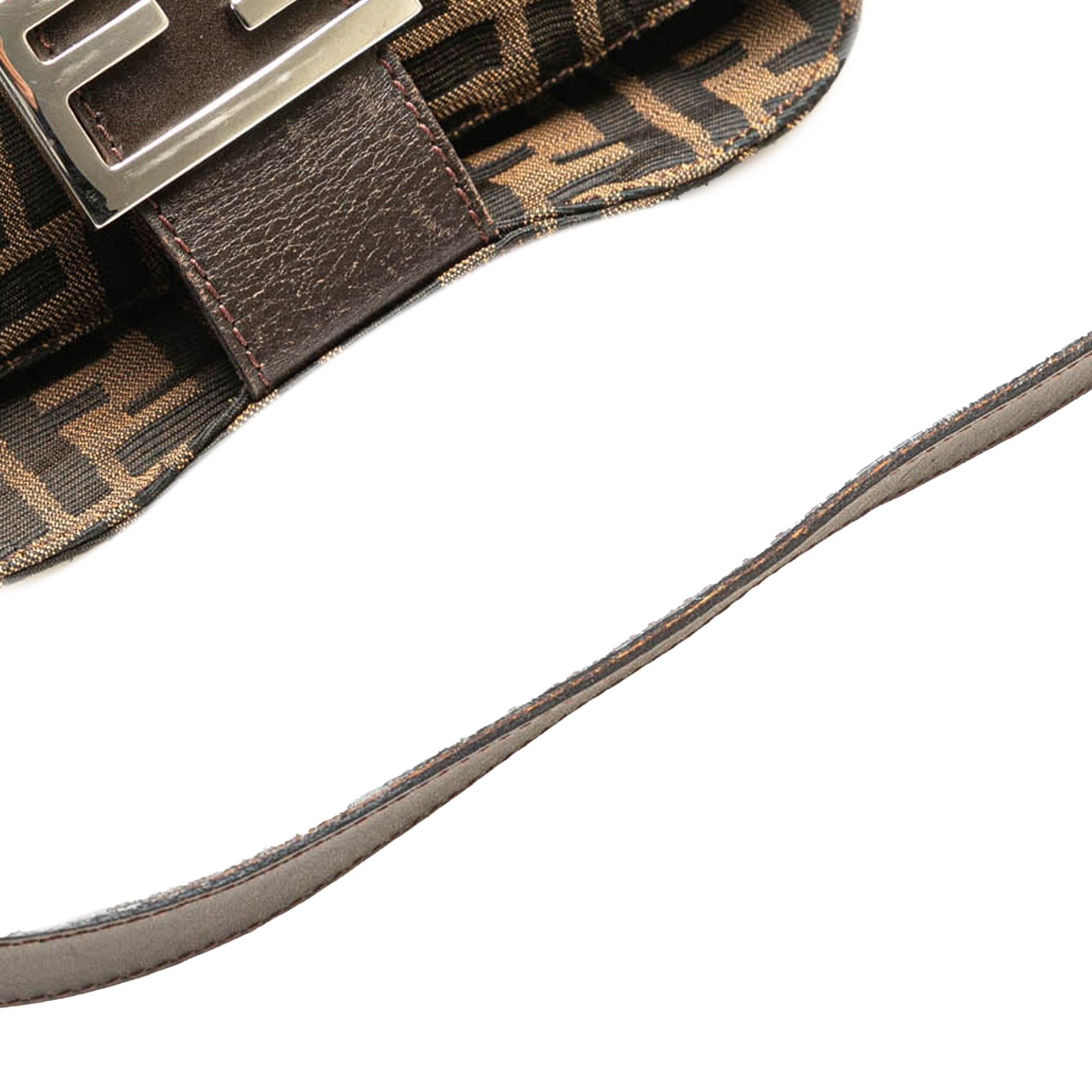 Fendi Zucca Canvas Double Flap Shoulder Bag (SHG-jvqpSt)