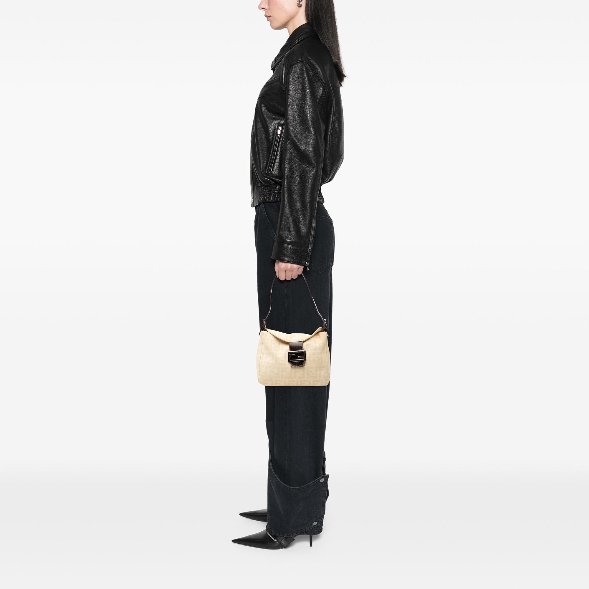 Fendi Zucca Canvas Double Flap Shoulder Bag