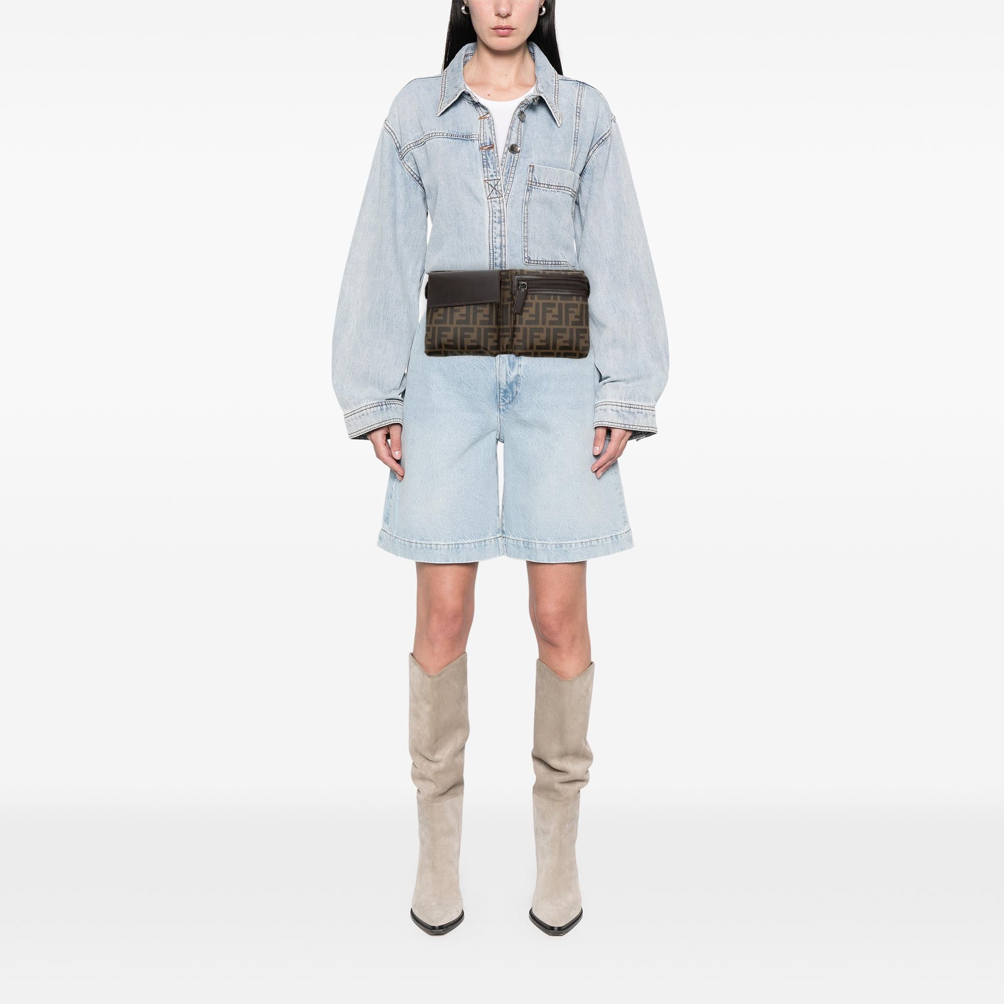 Fendi Zucca Canvas Double Pocket Belt Bag