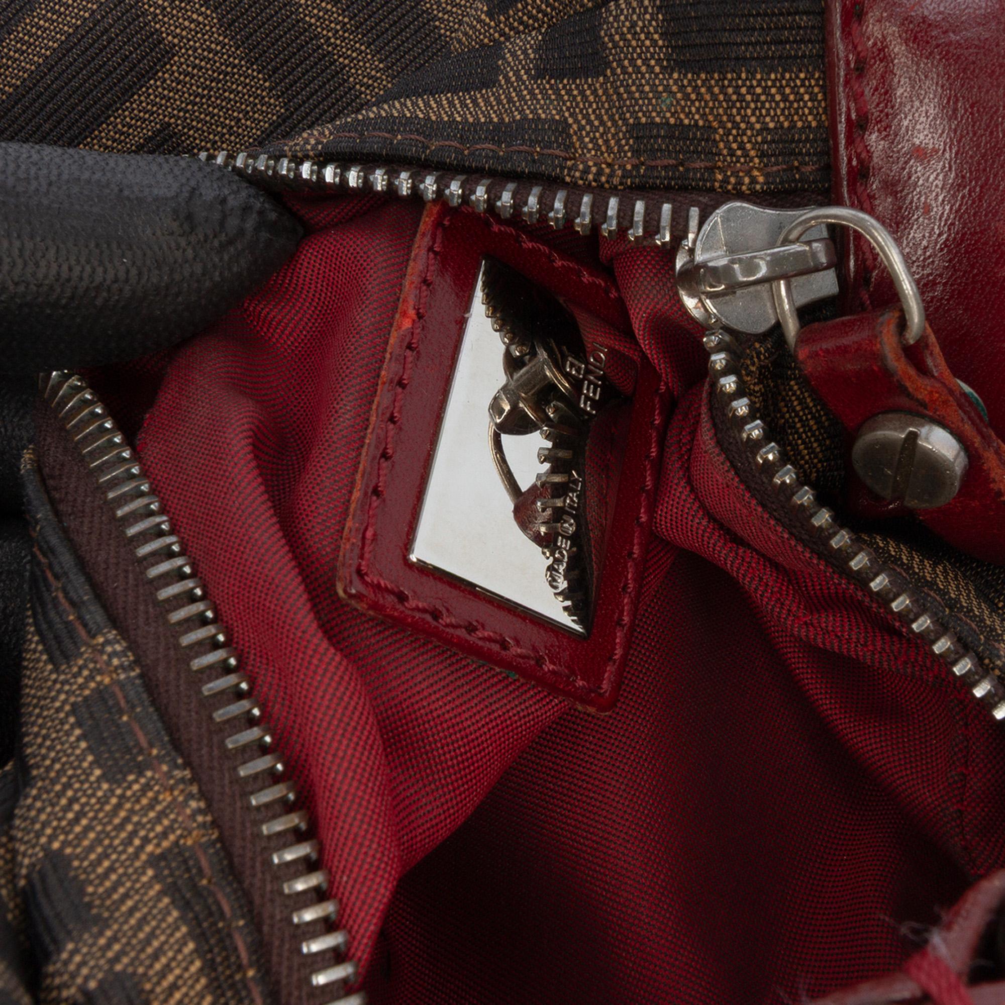 Fendi Zucca Canvas Studded Oyster Hobo