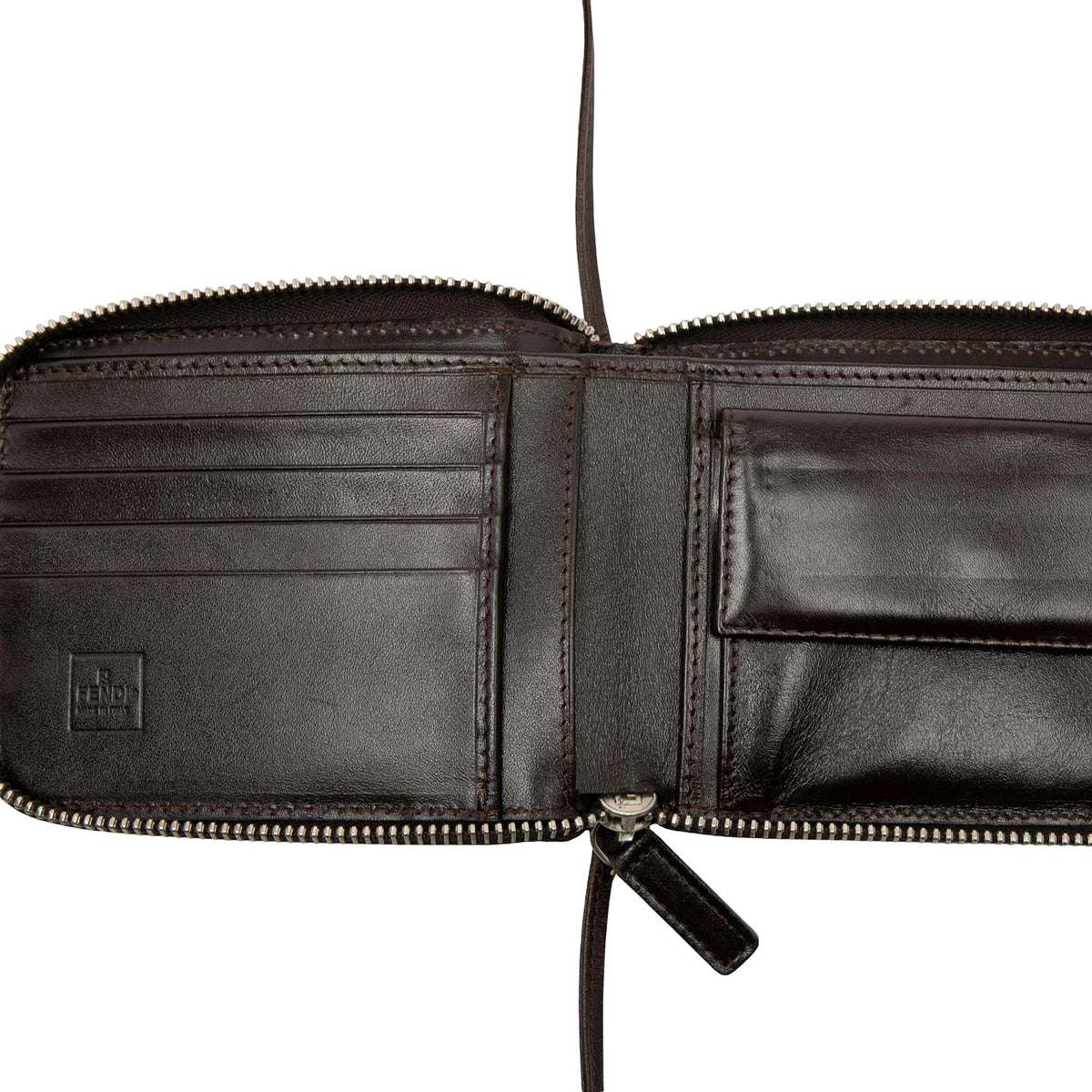 Fendi Zucca Canvas Zip Wallet on Strap