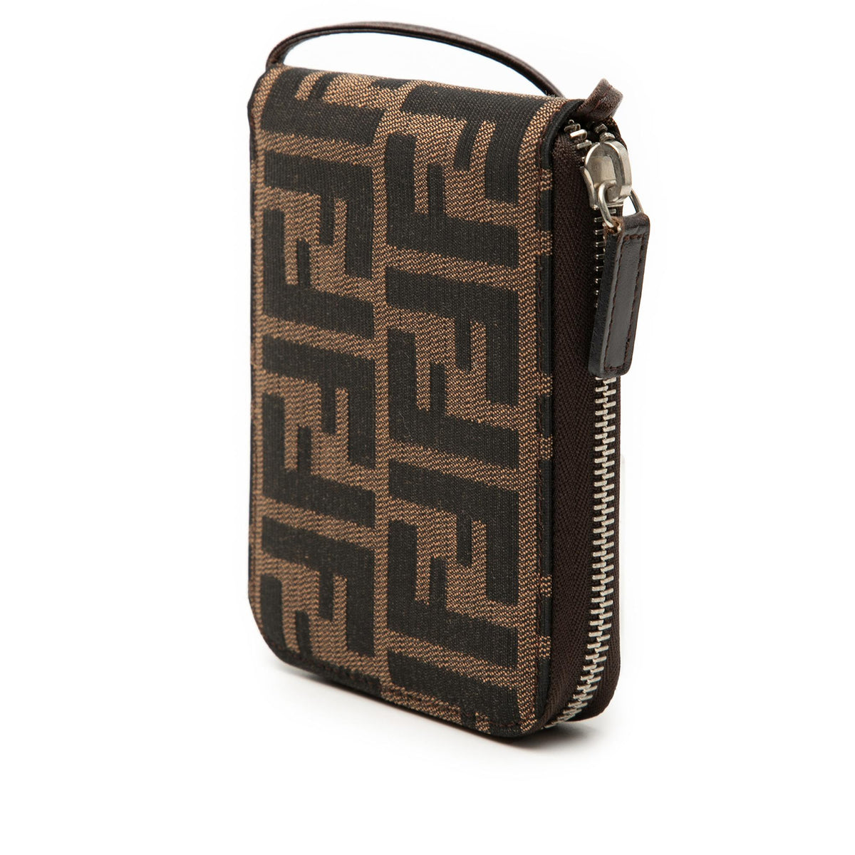 Fendi Zucca Canvas Zip Wallet on Strap